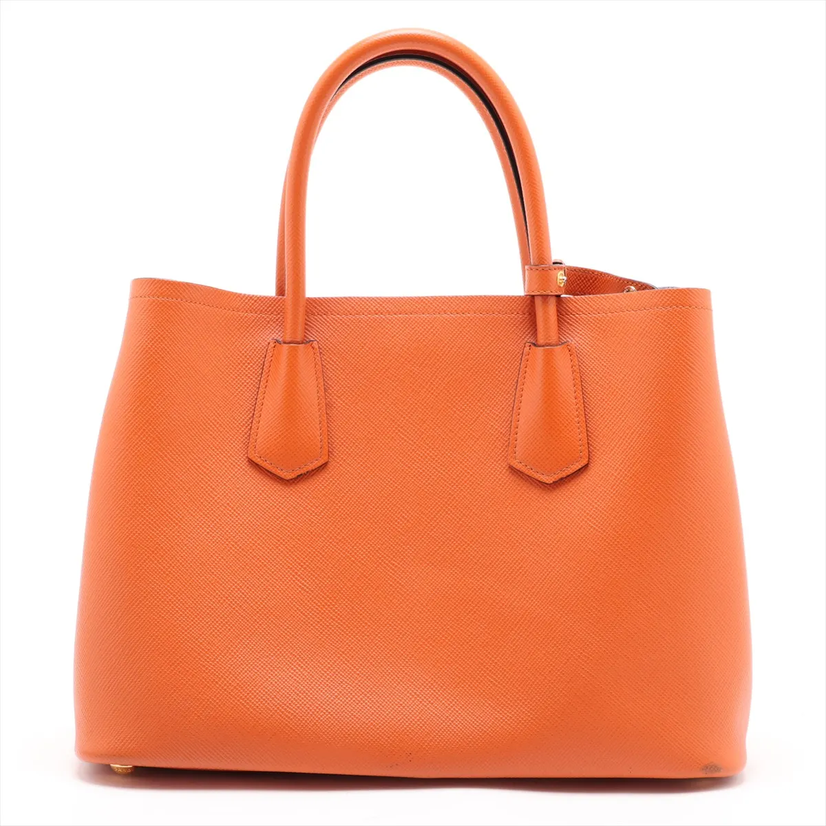 Saffiano Cuir Leather 2-Way Handbag, Orange — view 2