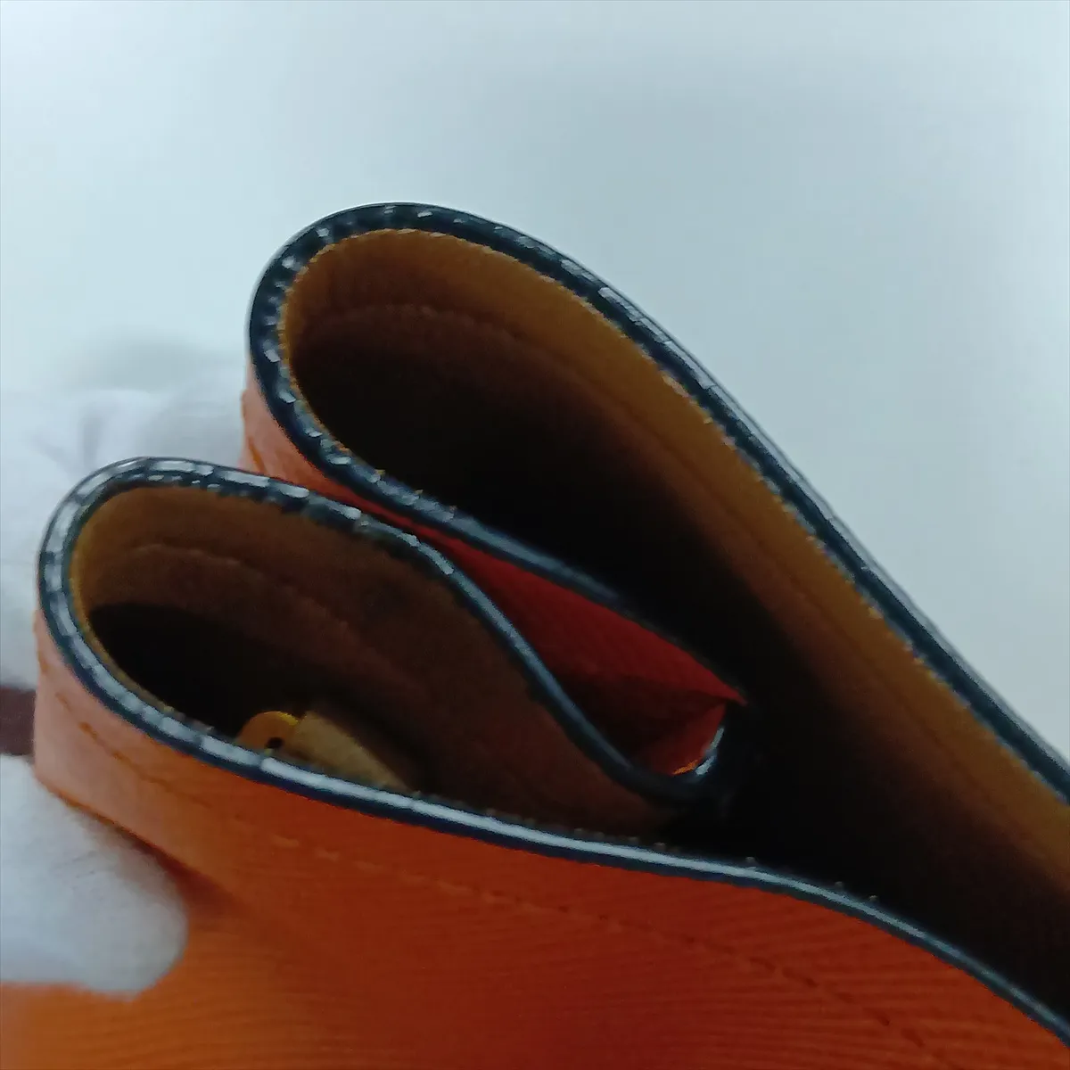 Saffiano Cuir Leather 2-Way Handbag, Orange — view 12