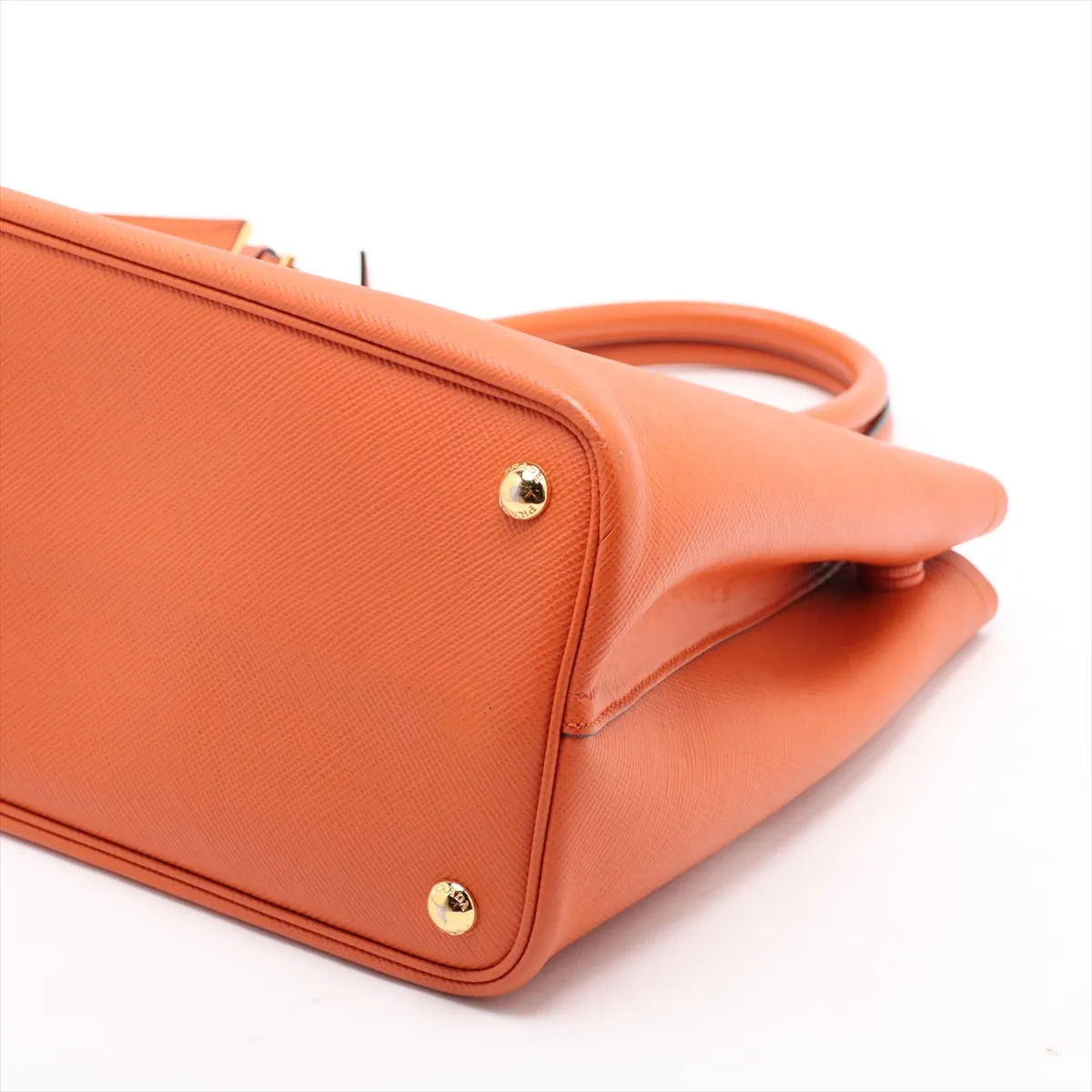 Saffiano Cuir Leather 2-Way Handbag, Orange — view 3