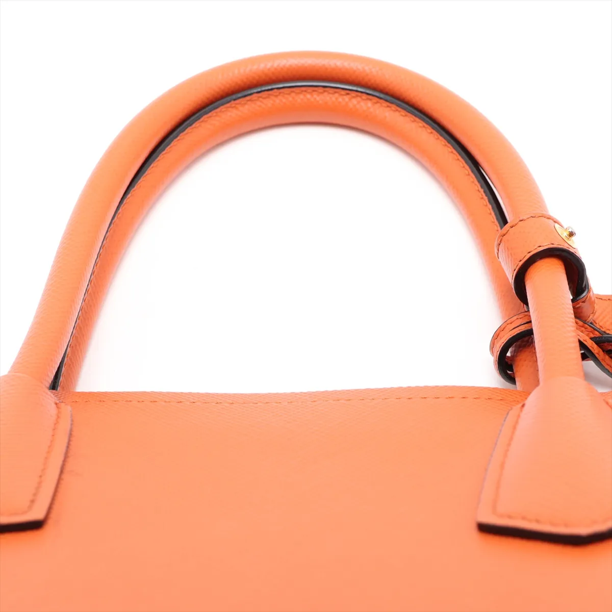 Saffiano Cuir Leather 2-Way Handbag, Orange — view 6