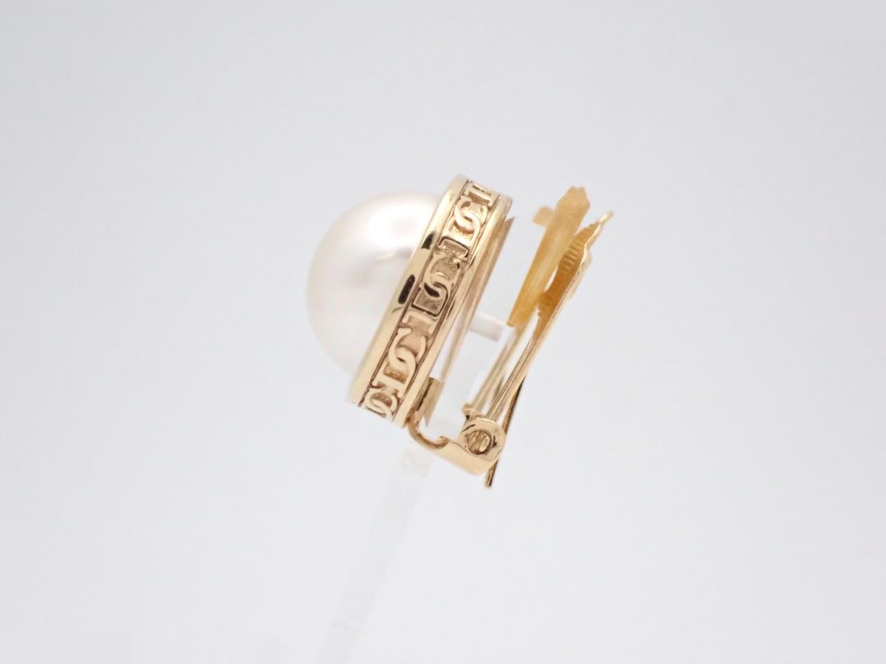 CD Logo Pearl Earrings — view 3