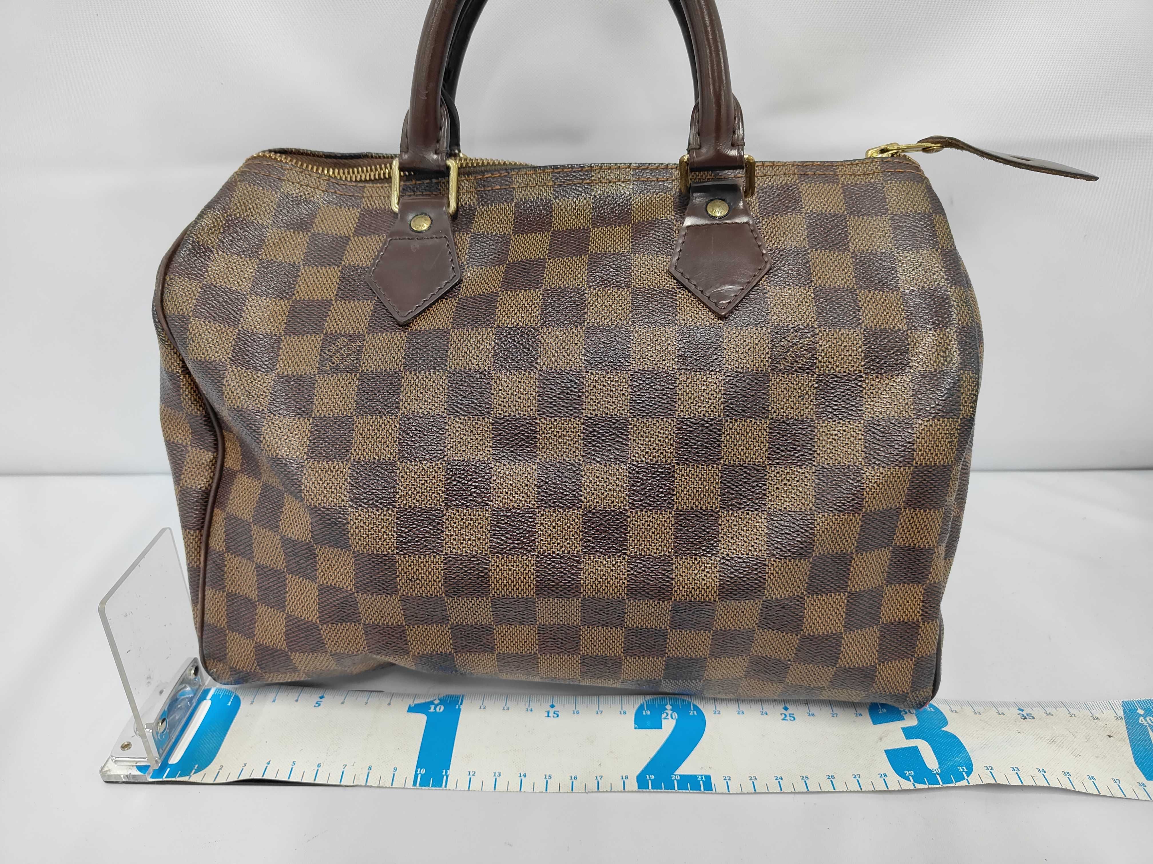 Speedy 30 Brown Damier Ebene Gold Hardware Bag — view 2
