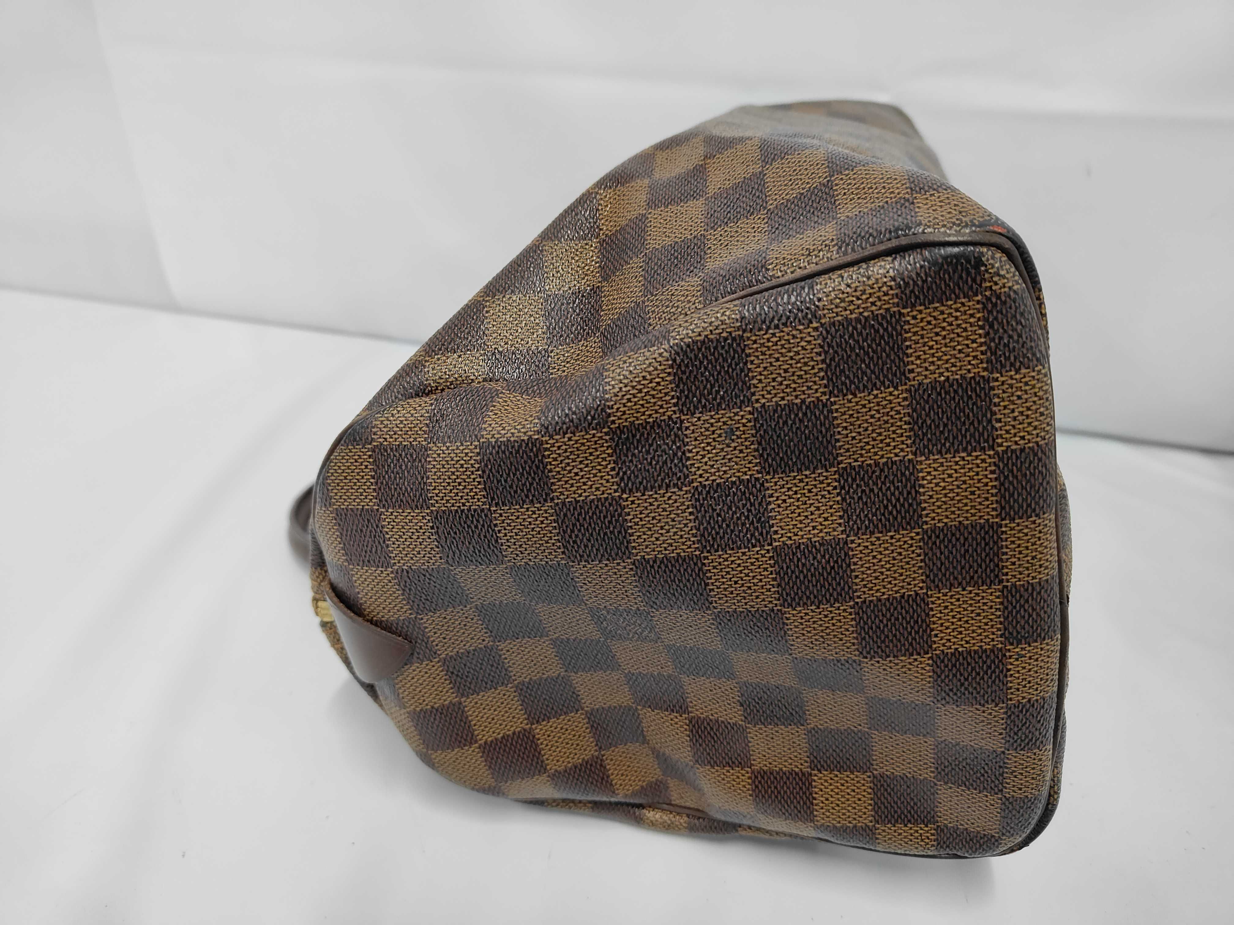 Speedy 30 Brown Damier Ebene Gold Hardware Bag — view 11