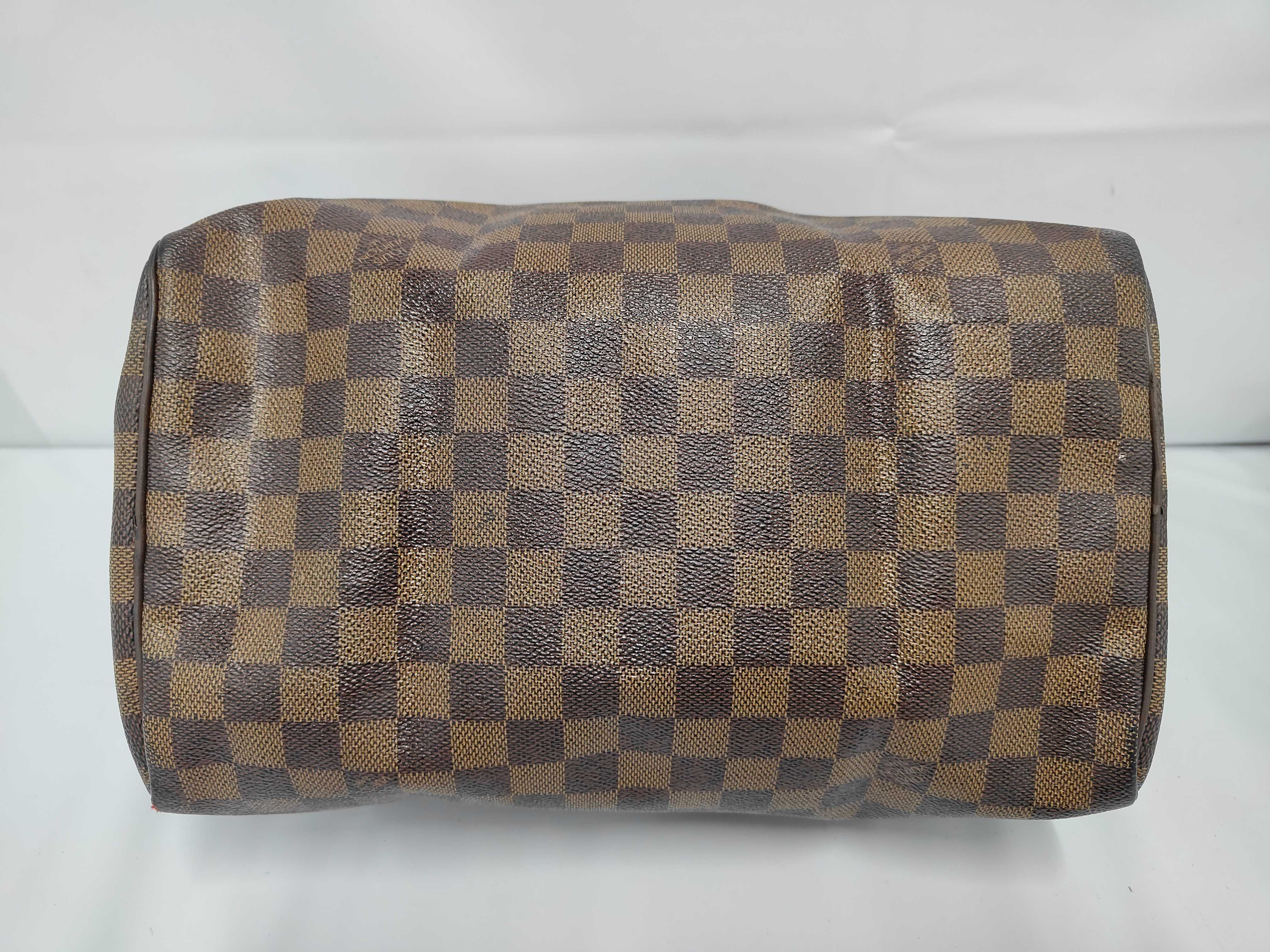 Speedy 30 Brown Damier Ebene Gold Hardware Bag — view 3