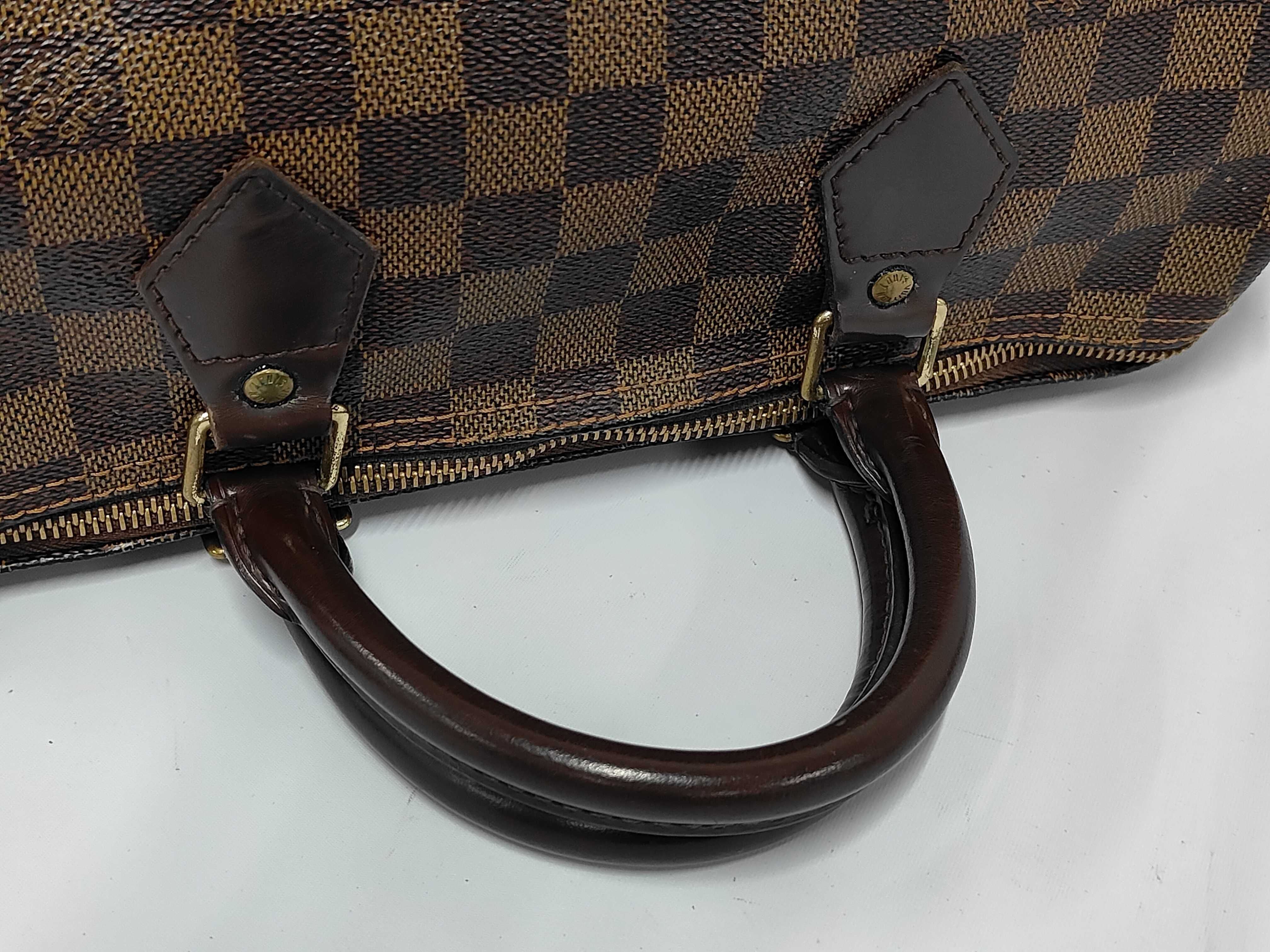 Speedy 30 Brown Damier Ebene Gold Hardware Bag — view 5