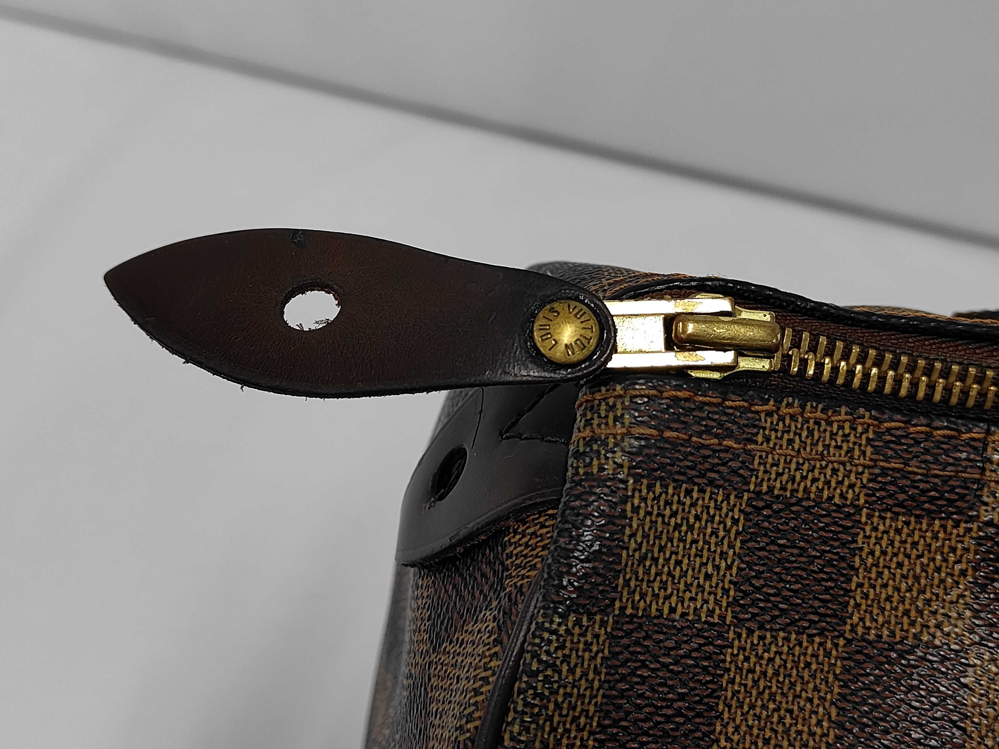 Speedy 30 Brown Damier Ebene Gold Hardware Bag — view 8
