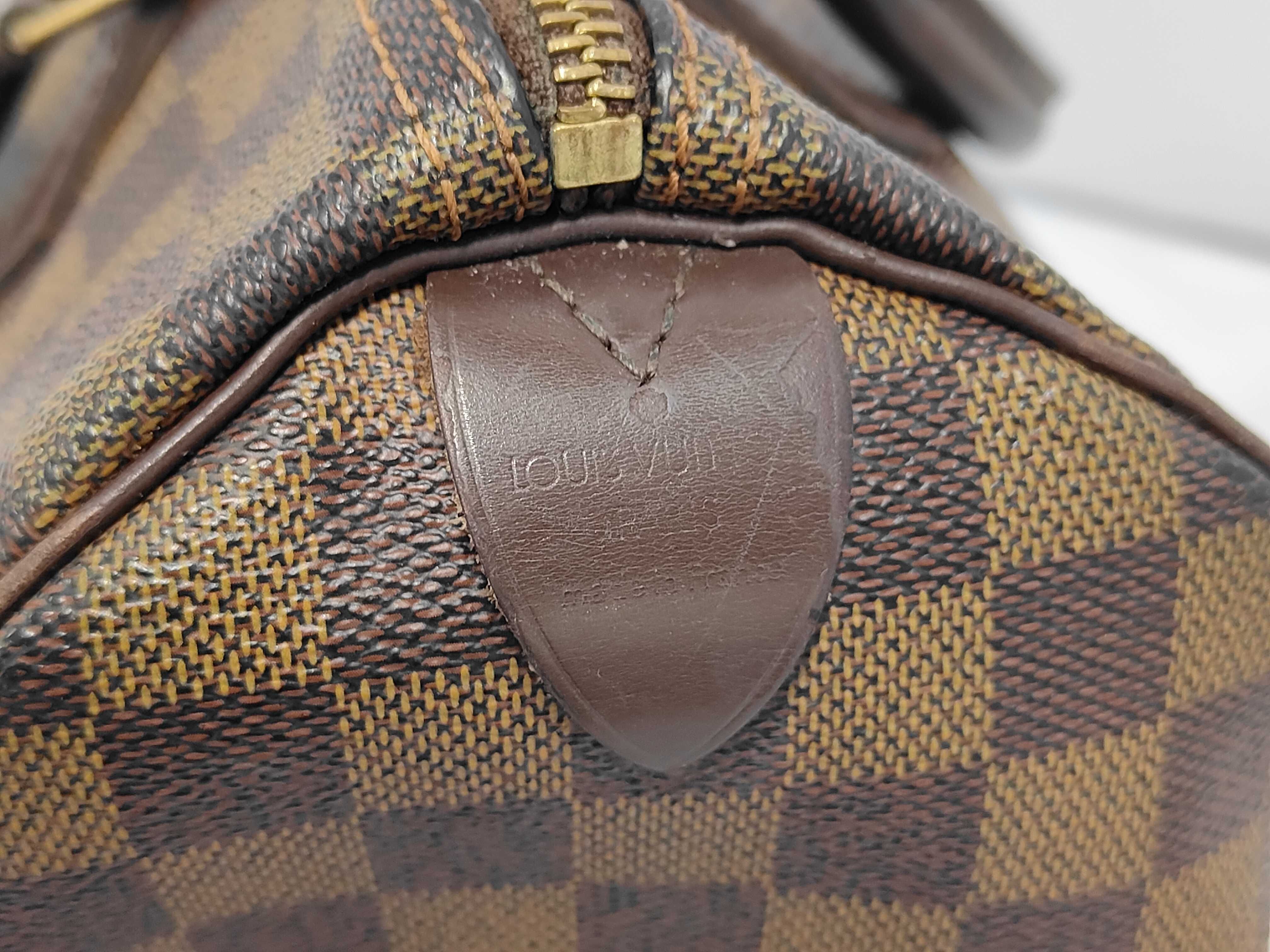 Speedy 30 Brown Damier Ebene Gold Hardware Bag — view 9