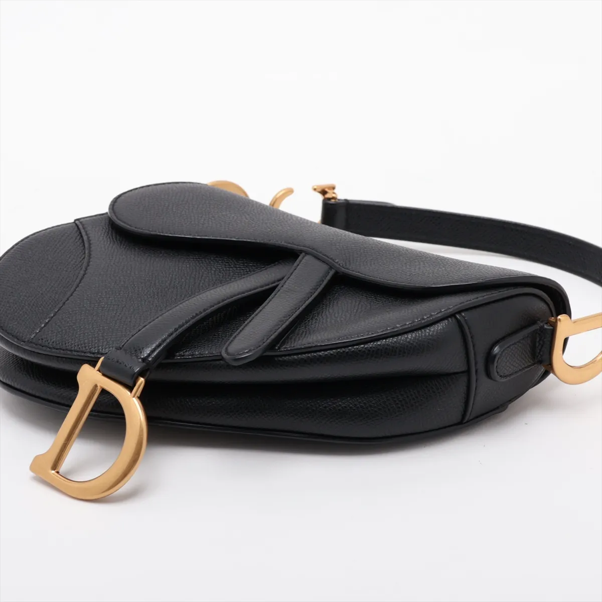Saddle Leather 2-Way Handbag, Black — view 3