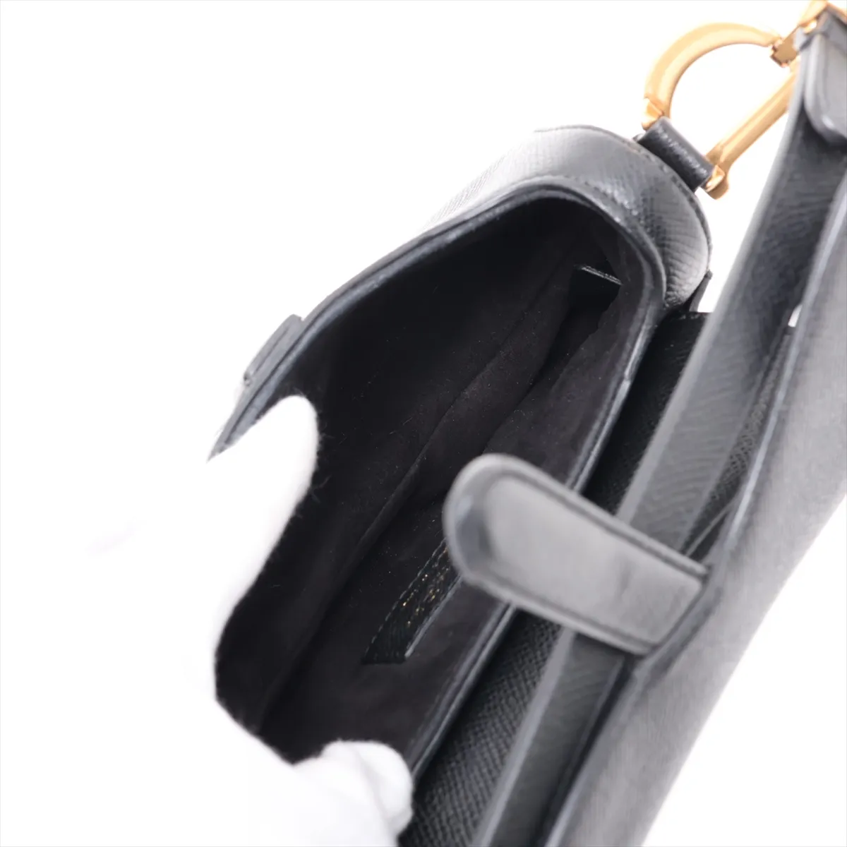 Saddle Leather 2-Way Handbag, Black — view 8
