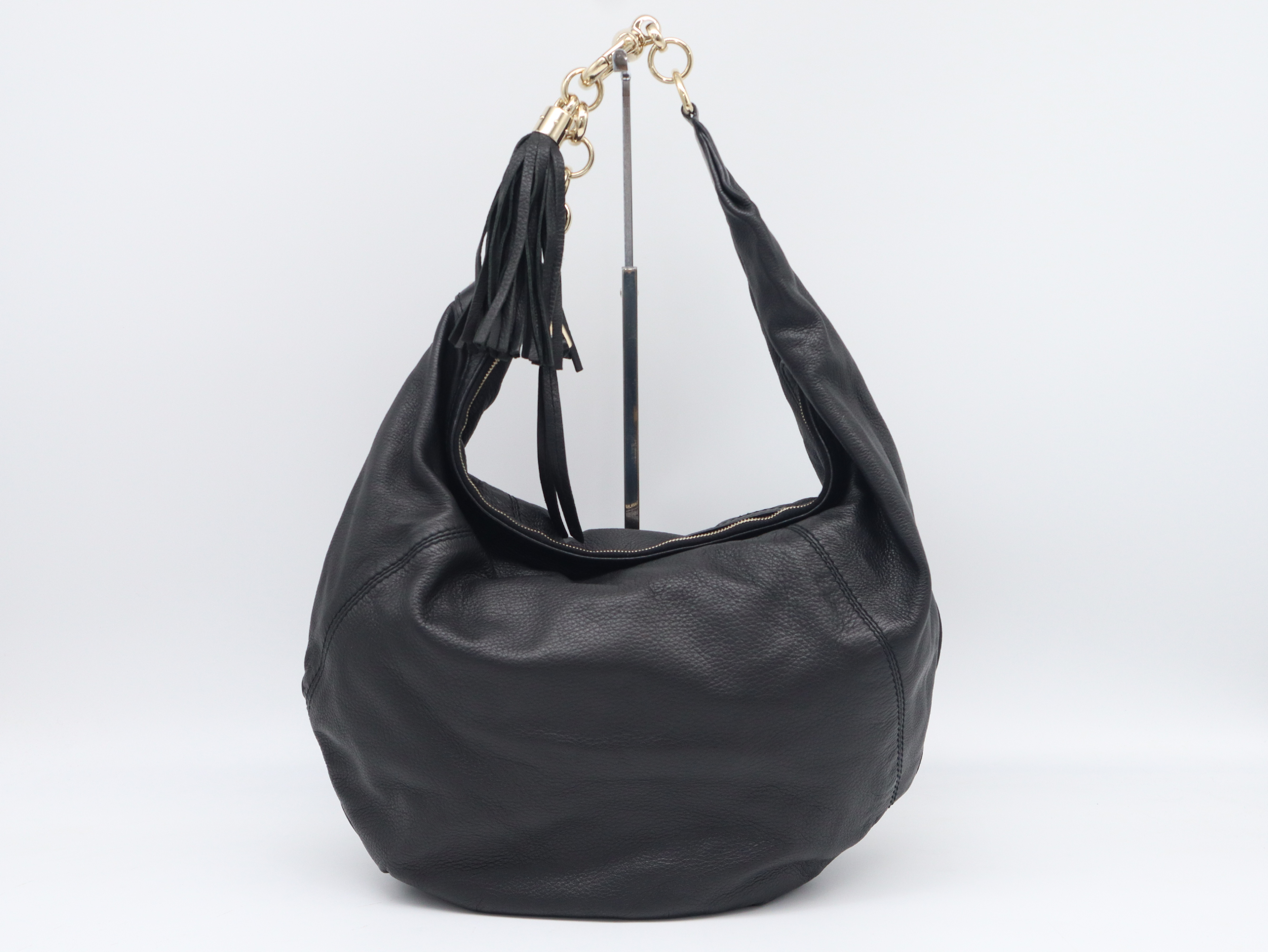 269940 Leather Sienna Croissant Tassel Chain One Black Shoulder Bag with Dust Bag