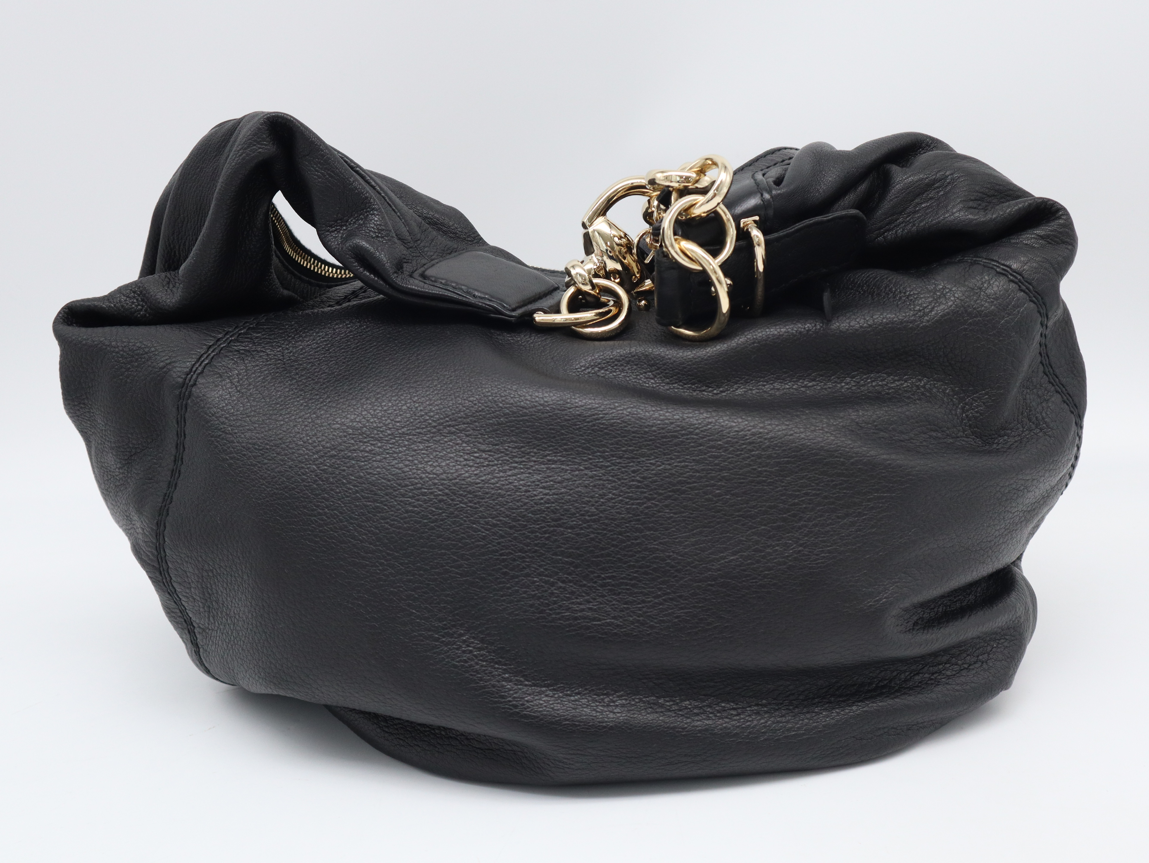 269940 Leather Sienna Croissant Tassel Chain One Black Shoulder Bag with Dust Bag — view 2