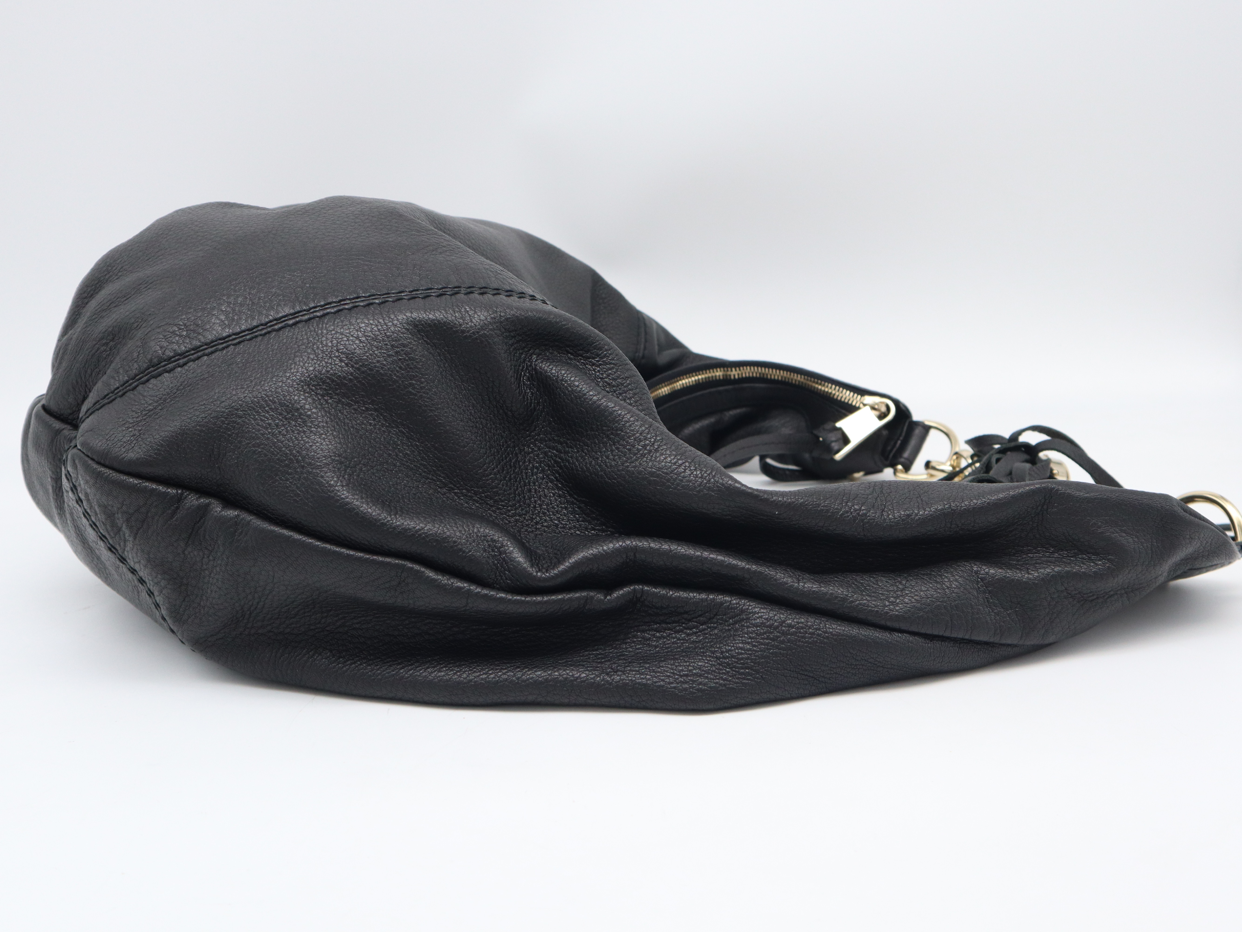 269940 Leather Sienna Croissant Tassel Chain One Black Shoulder Bag with Dust Bag — view 4