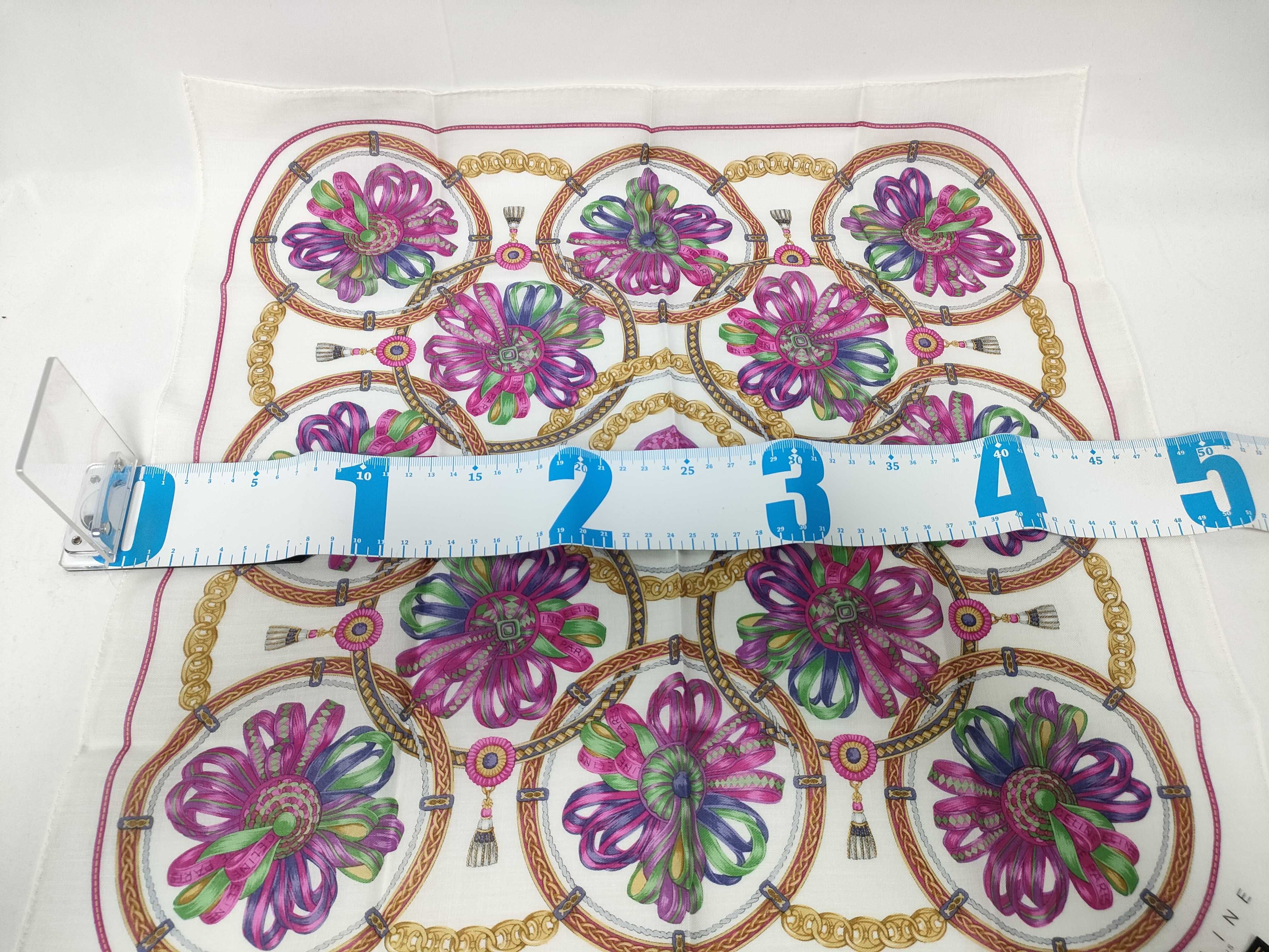 handkerchief scarf with sticker, Macadam chain rosette, pink, and other accessories. — view 2