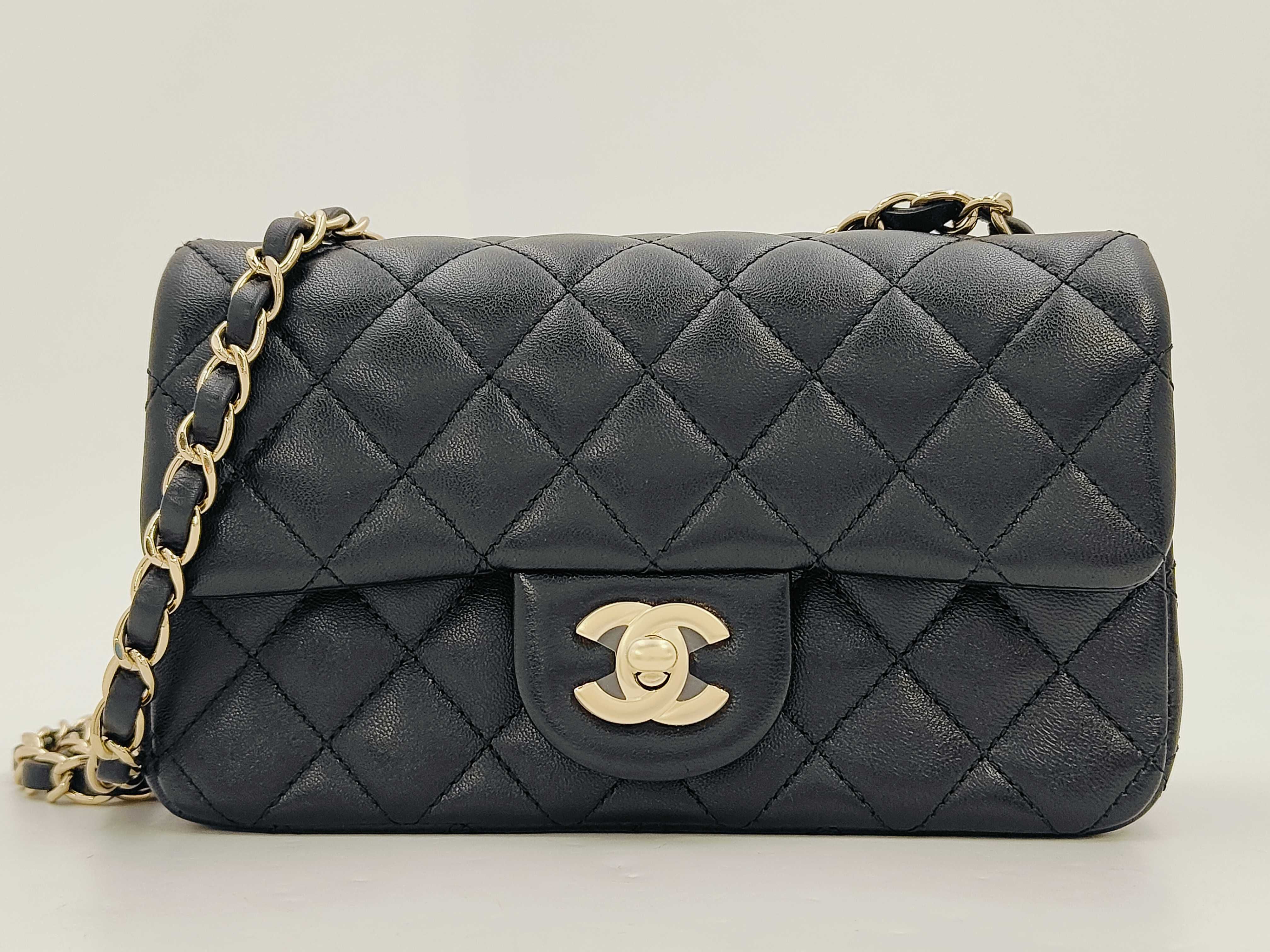 Classic Flap CF Black Quilted Lambskin Mini Shoulder Bag with Gold Hardware, No. 31