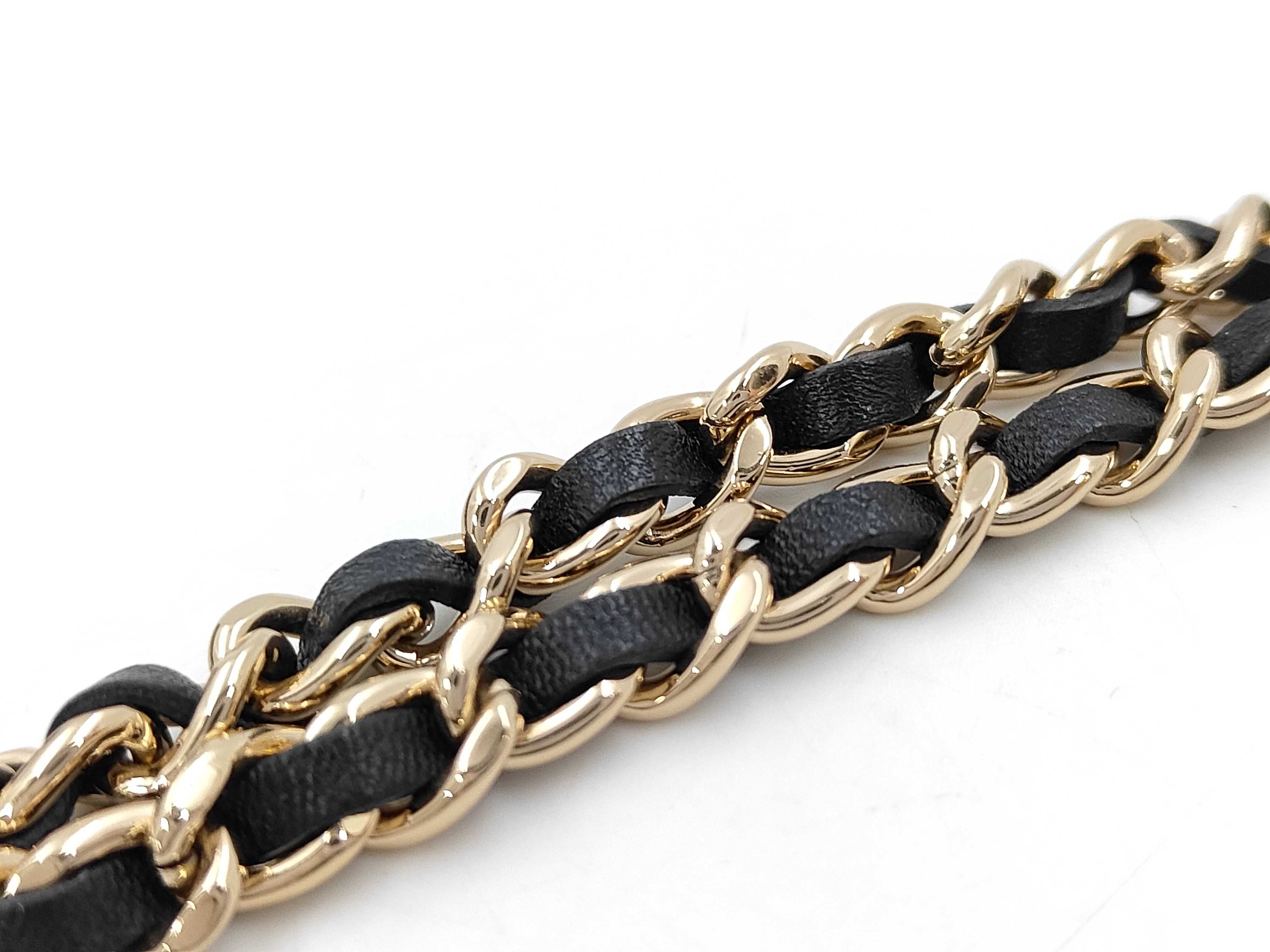 Matelassé Chain Wallet, Lambskin, Black, Gold Hardware, Camellia Charm, Shoulder Bag — view 4