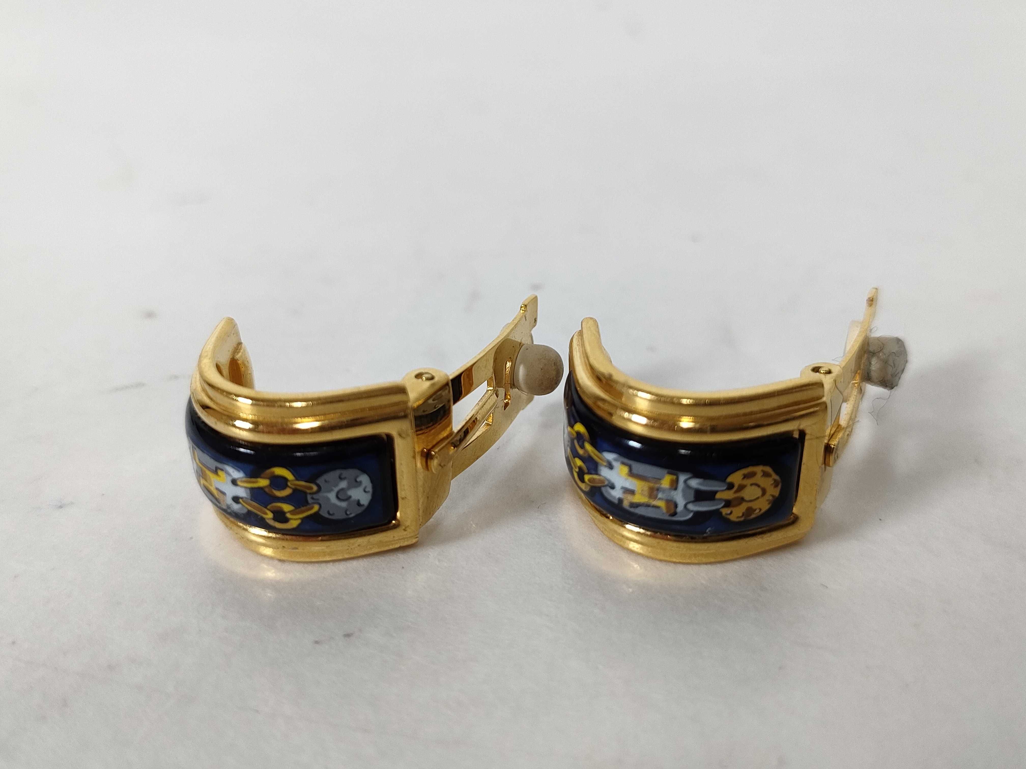 enamel earrings, cloisonné, blue, H logo earrings — view 5