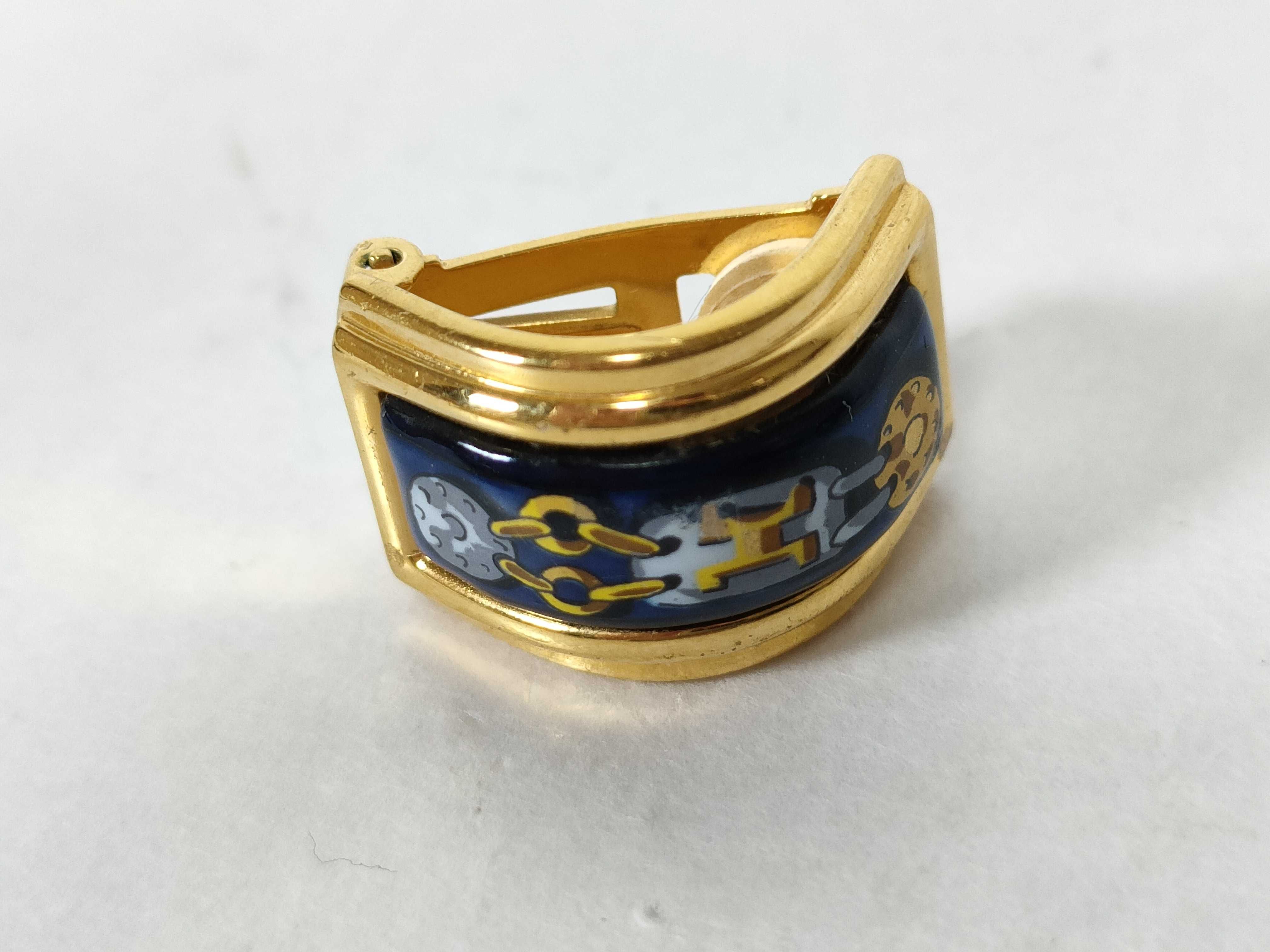 enamel earrings, cloisonné, blue, H logo earrings — view 9