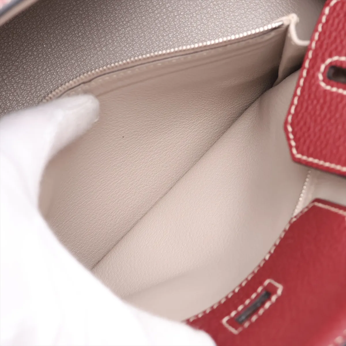 Birkin 30 Letournée Togo Rouge H x Tourterelle Grey Silver Hardware M: 2009 Personal Order — view 9