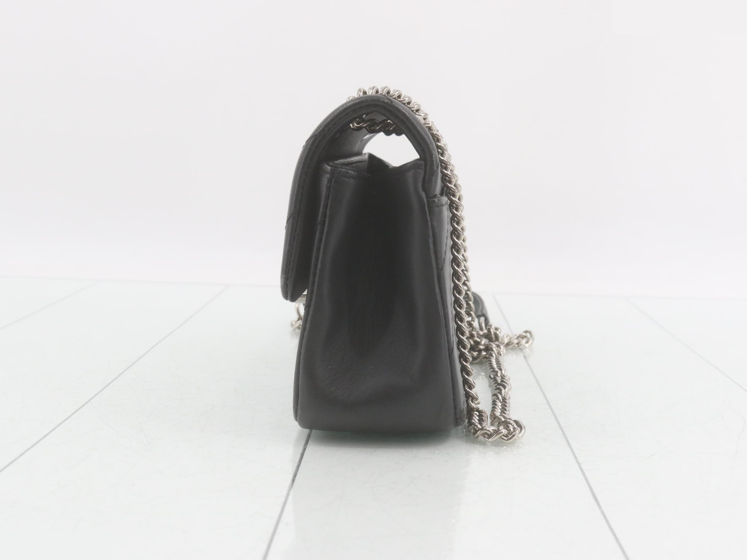 V-stitch leather chain shoulder bag, black — view 4