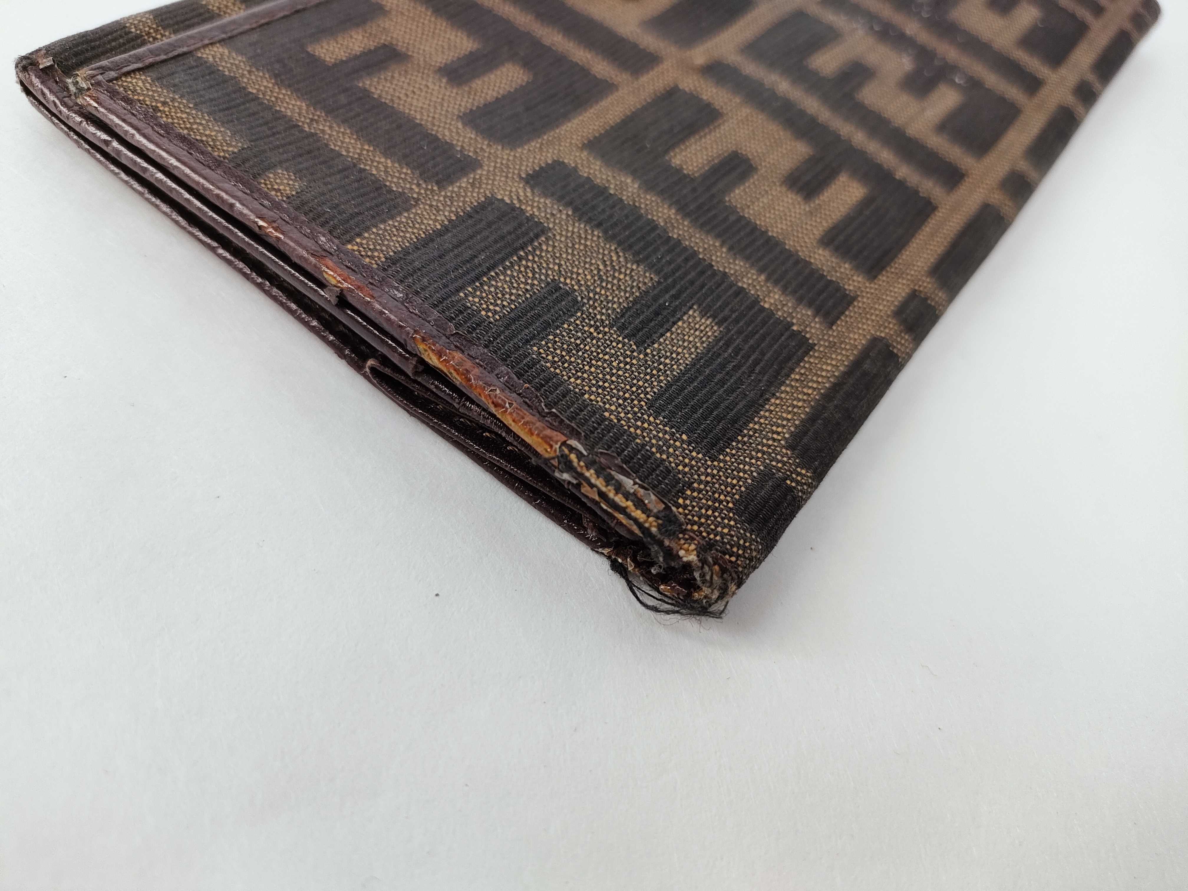 Zucca pattern trifold wallet, Zucca pattern canvas, brown wallet — view 3
