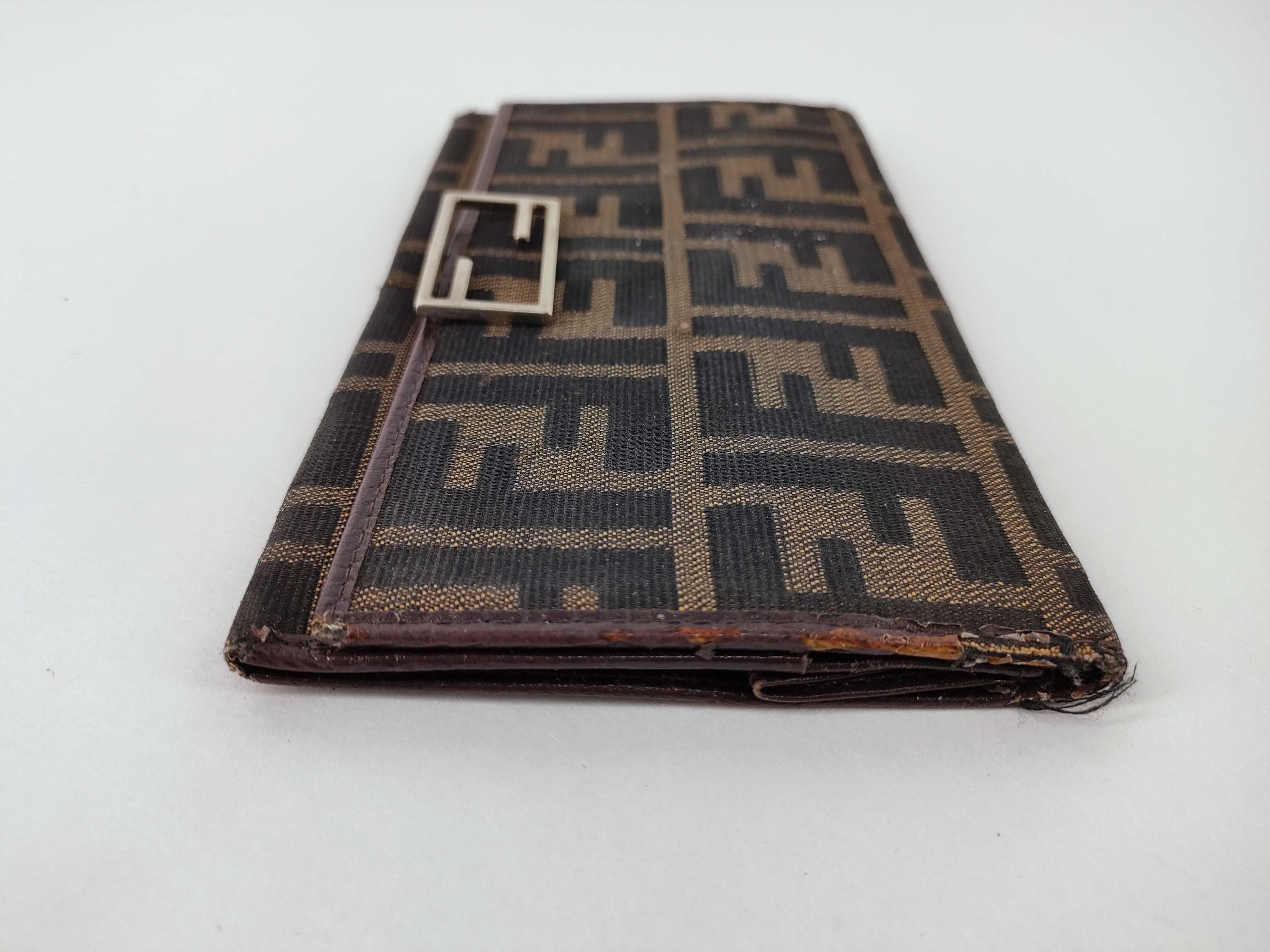 Zucca pattern trifold wallet, Zucca pattern canvas, brown wallet — view 4
