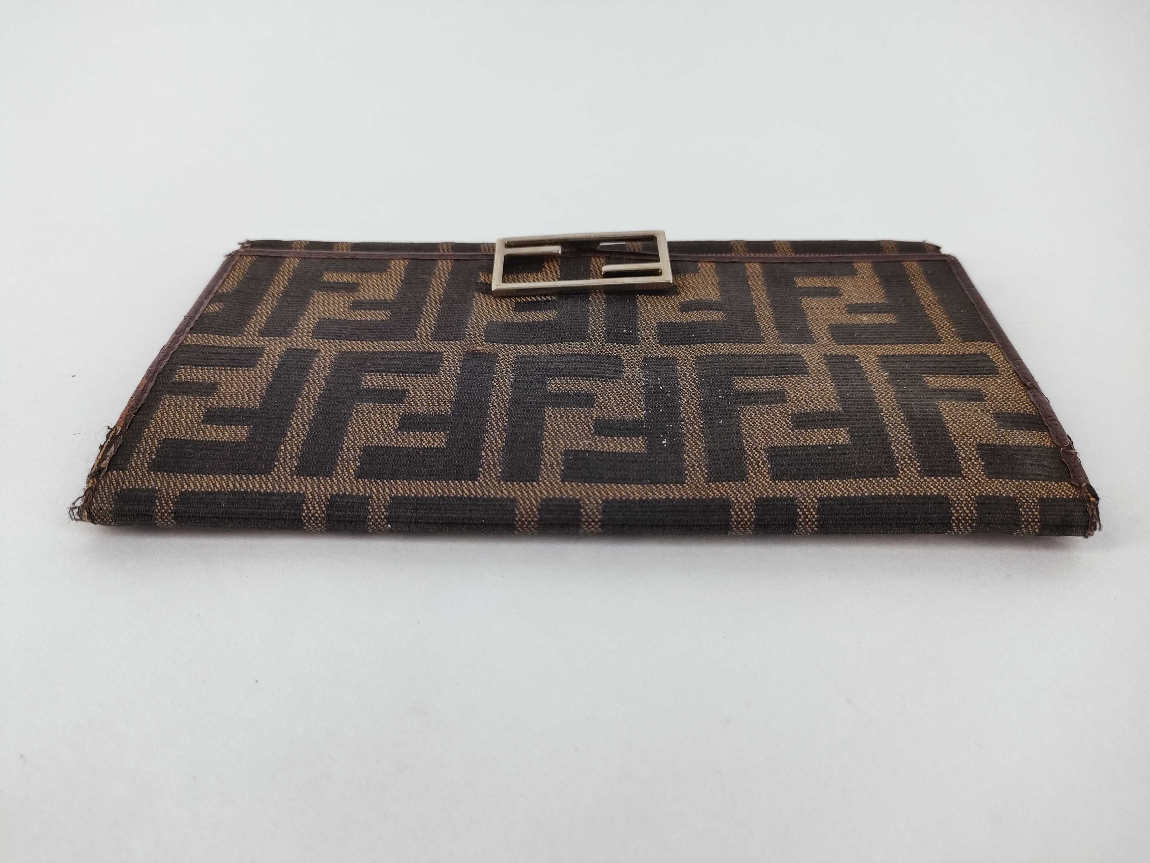 Zucca pattern trifold wallet, Zucca pattern canvas, brown wallet — view 5