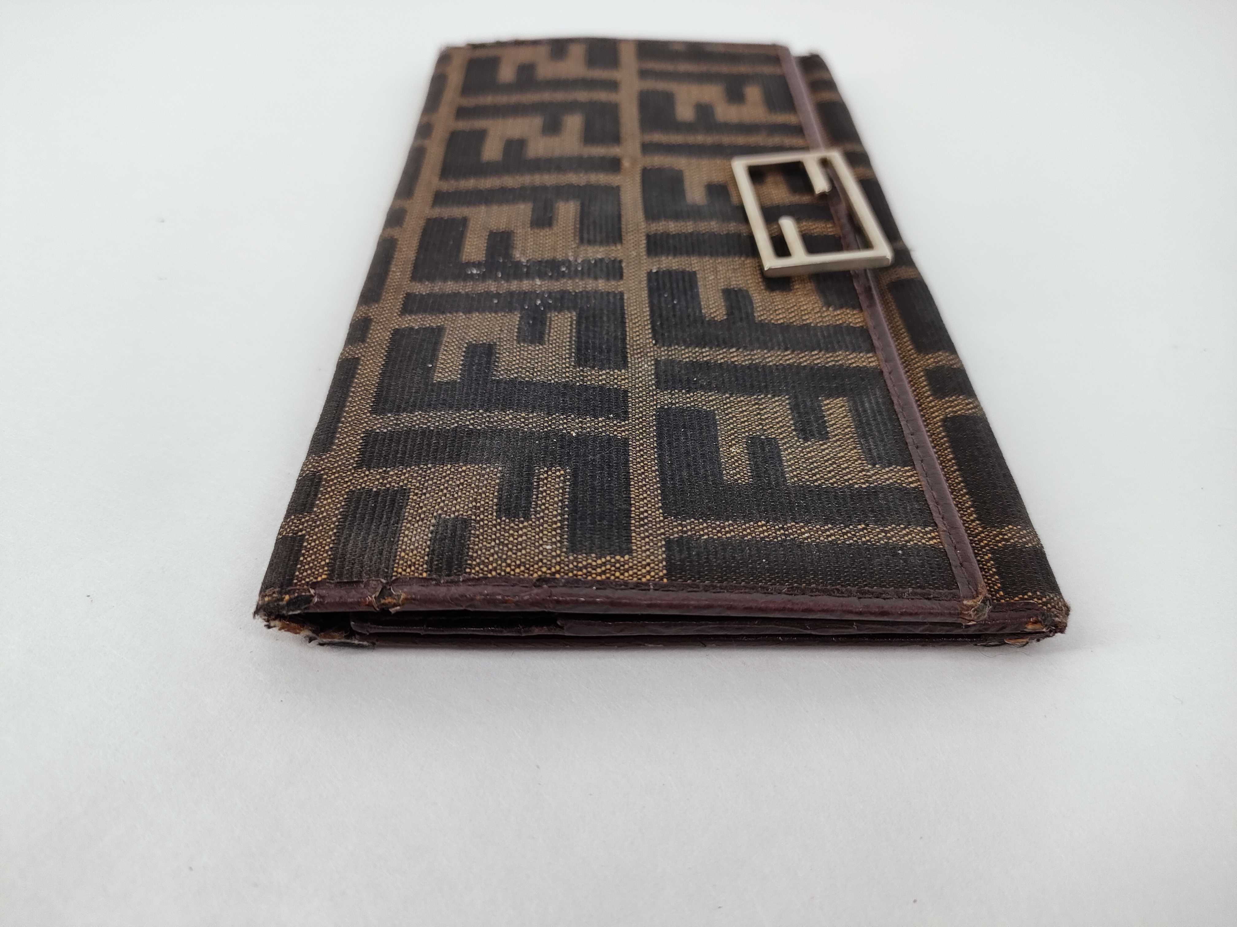 Zucca pattern trifold wallet, Zucca pattern canvas, brown wallet — view 6