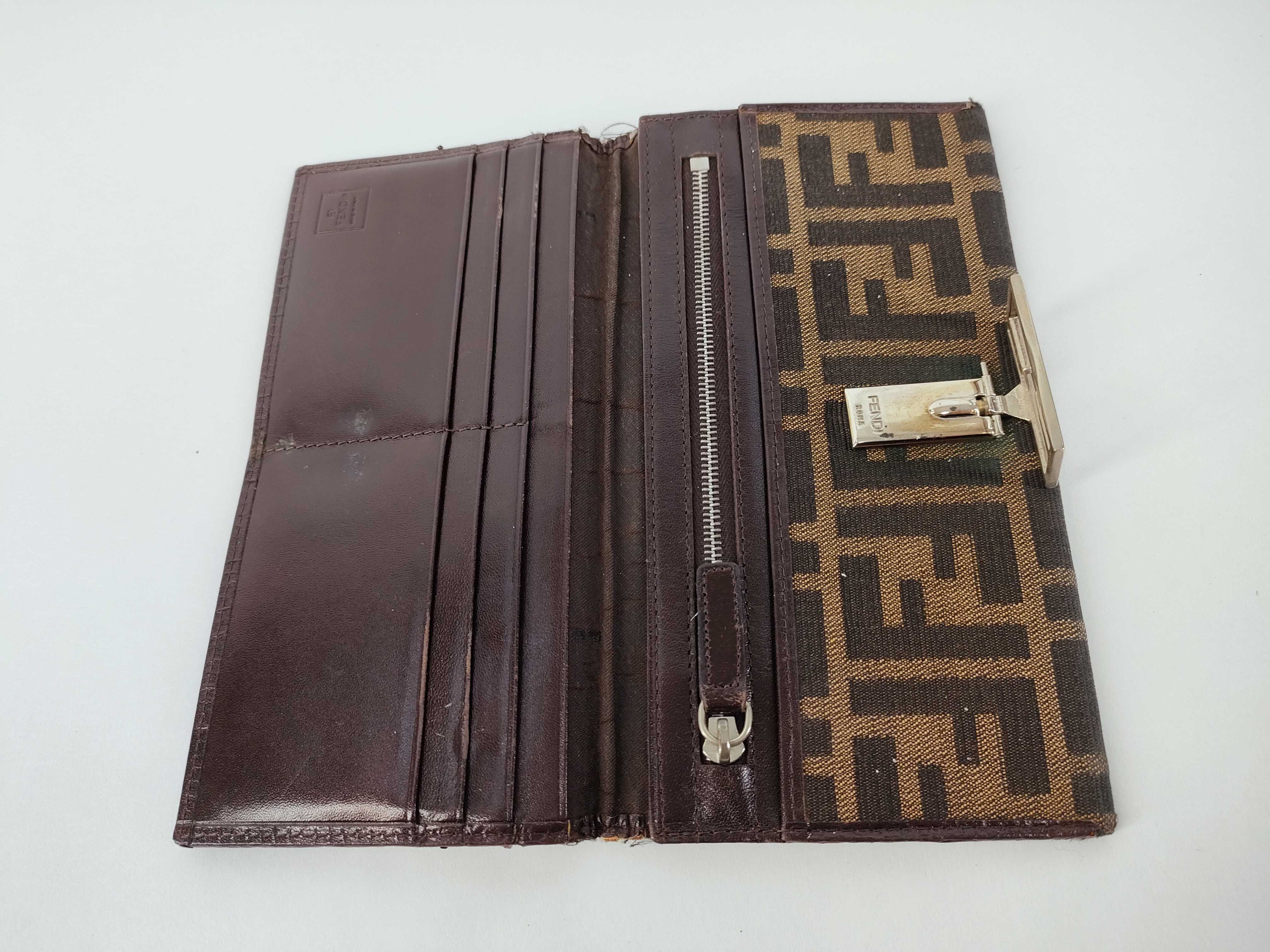 Zucca pattern trifold wallet, Zucca pattern canvas, brown wallet — view 9