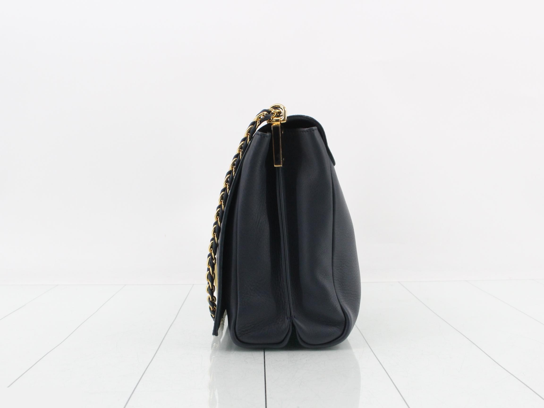 Pequin Embossed Leather Claudia Chain Shoulder Bag — view 3