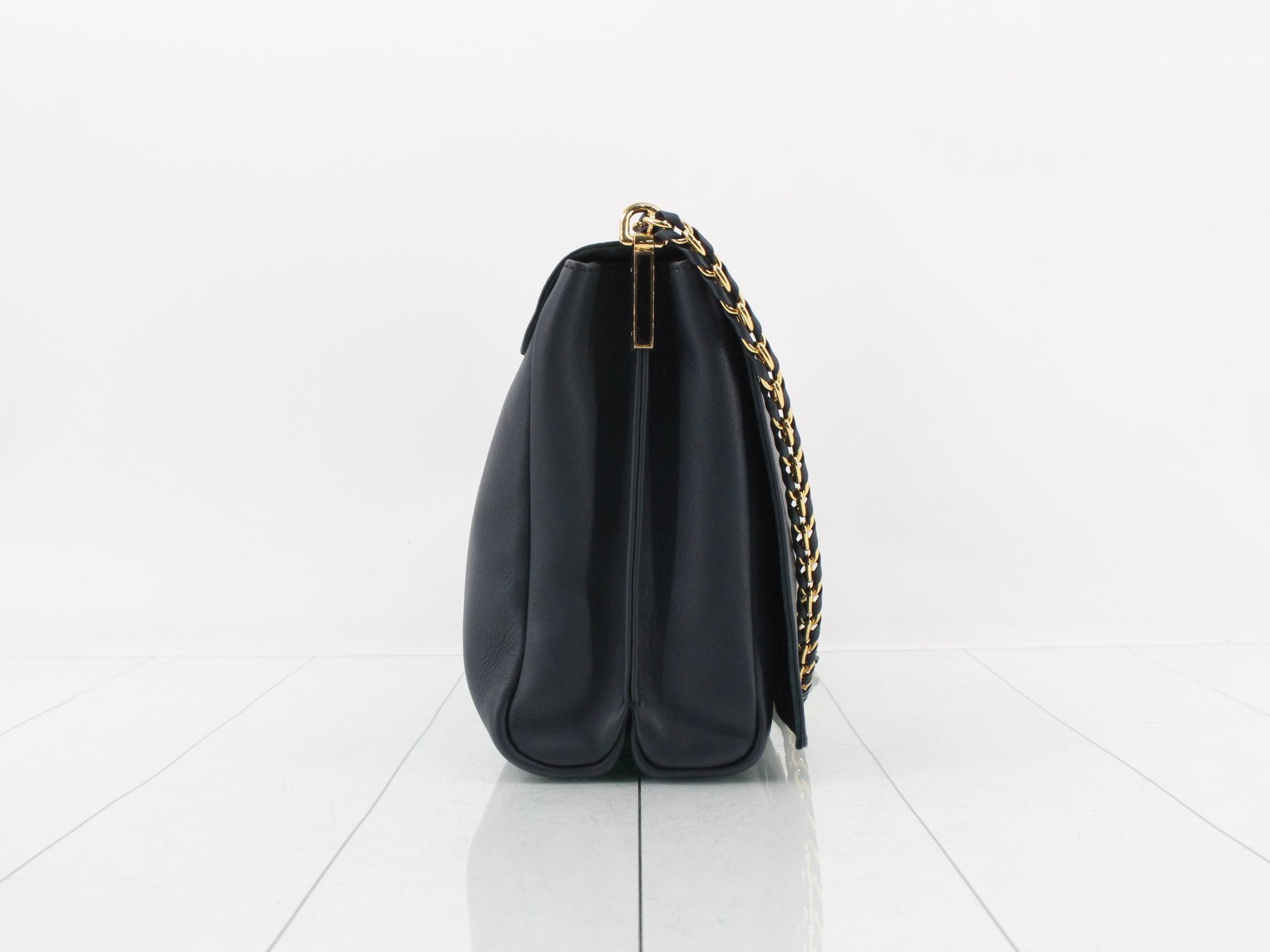 Pequin Embossed Leather Claudia Chain Shoulder Bag — view 4