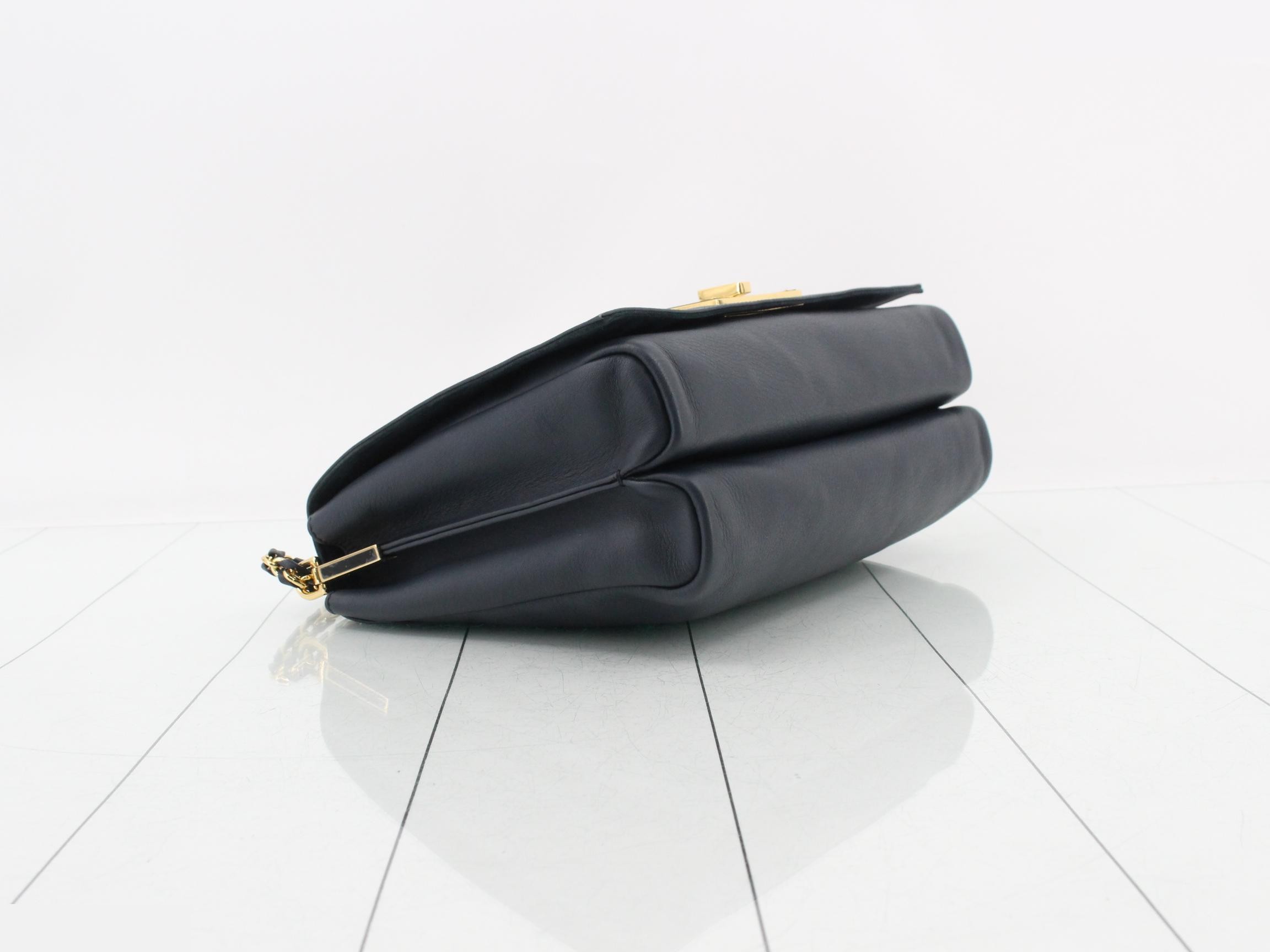 Pequin Embossed Leather Claudia Chain Shoulder Bag — view 5