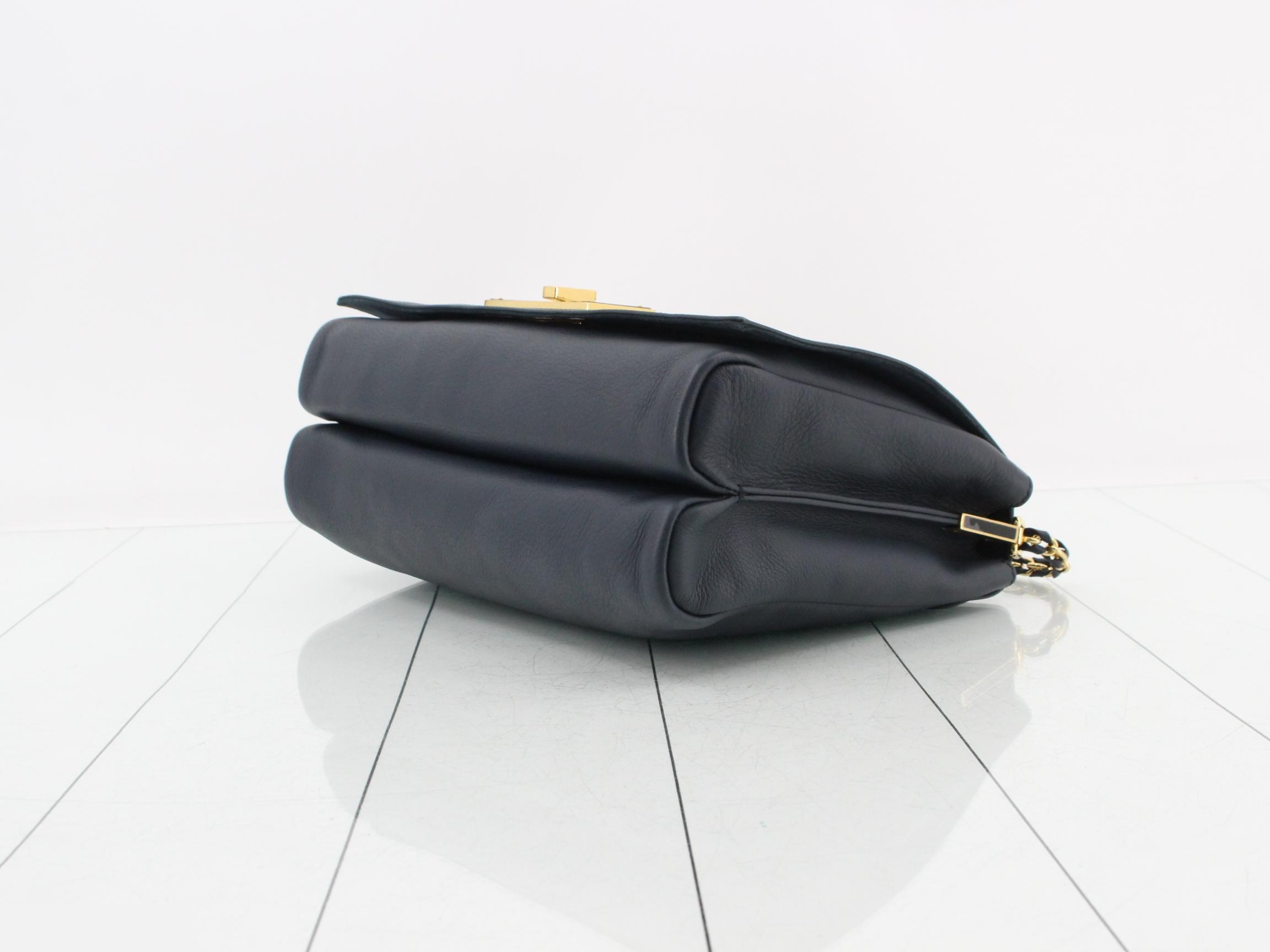 Pequin Embossed Leather Claudia Chain Shoulder Bag — view 6