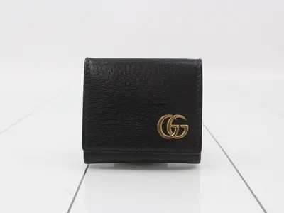 473959 GG Marmont Leather Coin Case, Black