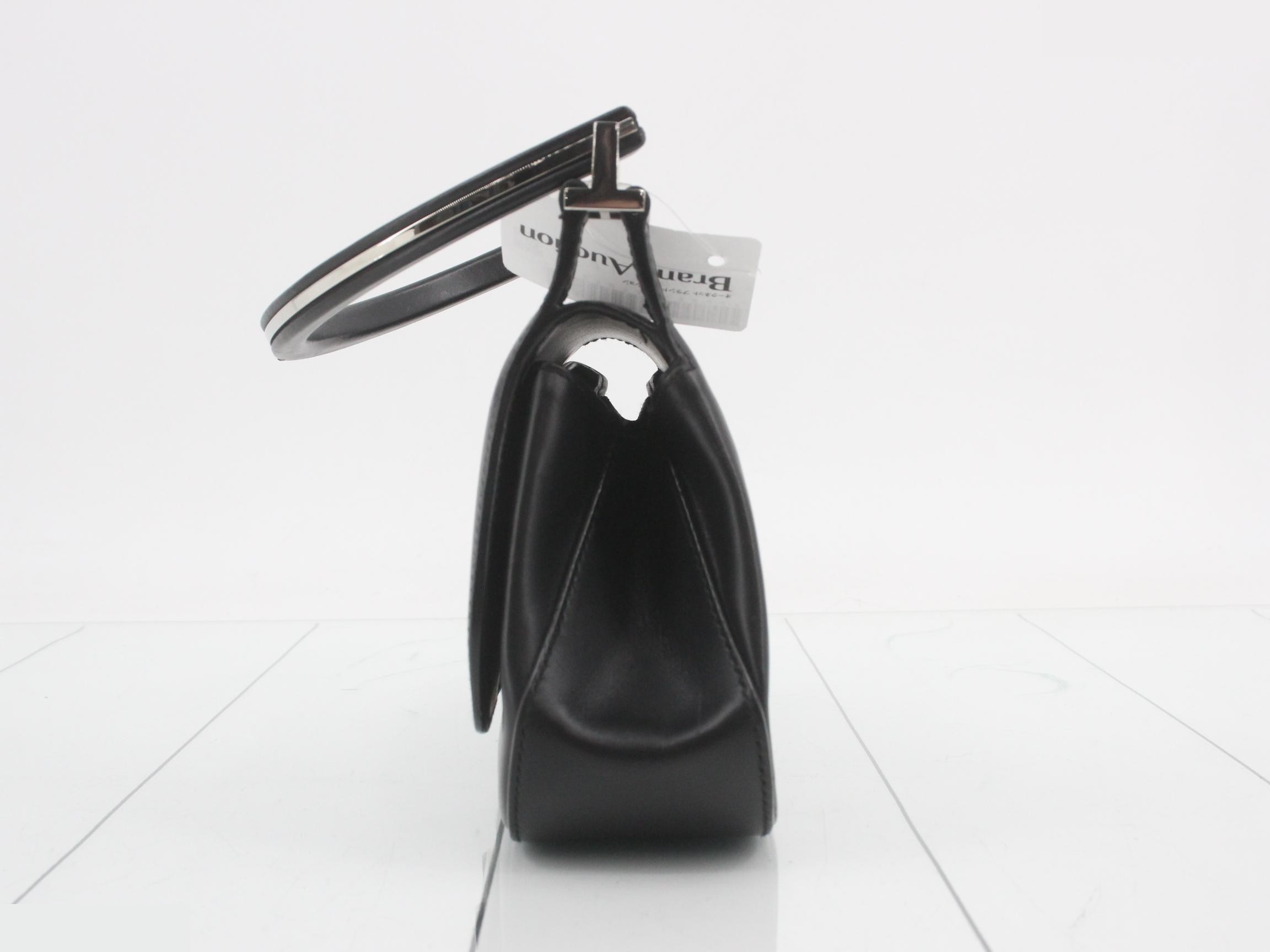 Logo Top Handle Leather Metal Handbag — view 3