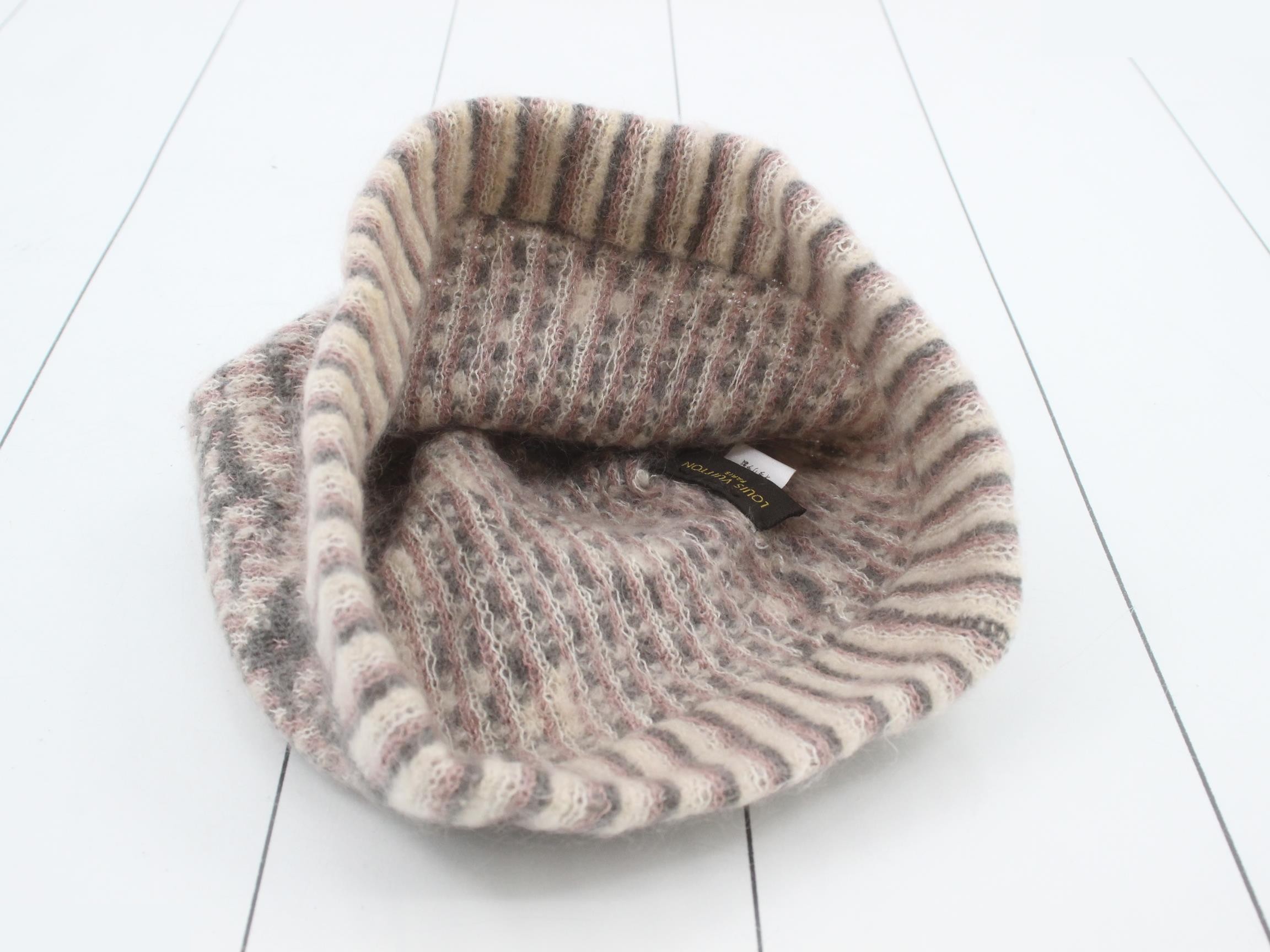 Monogram knit beanie hat, gray — view 3
