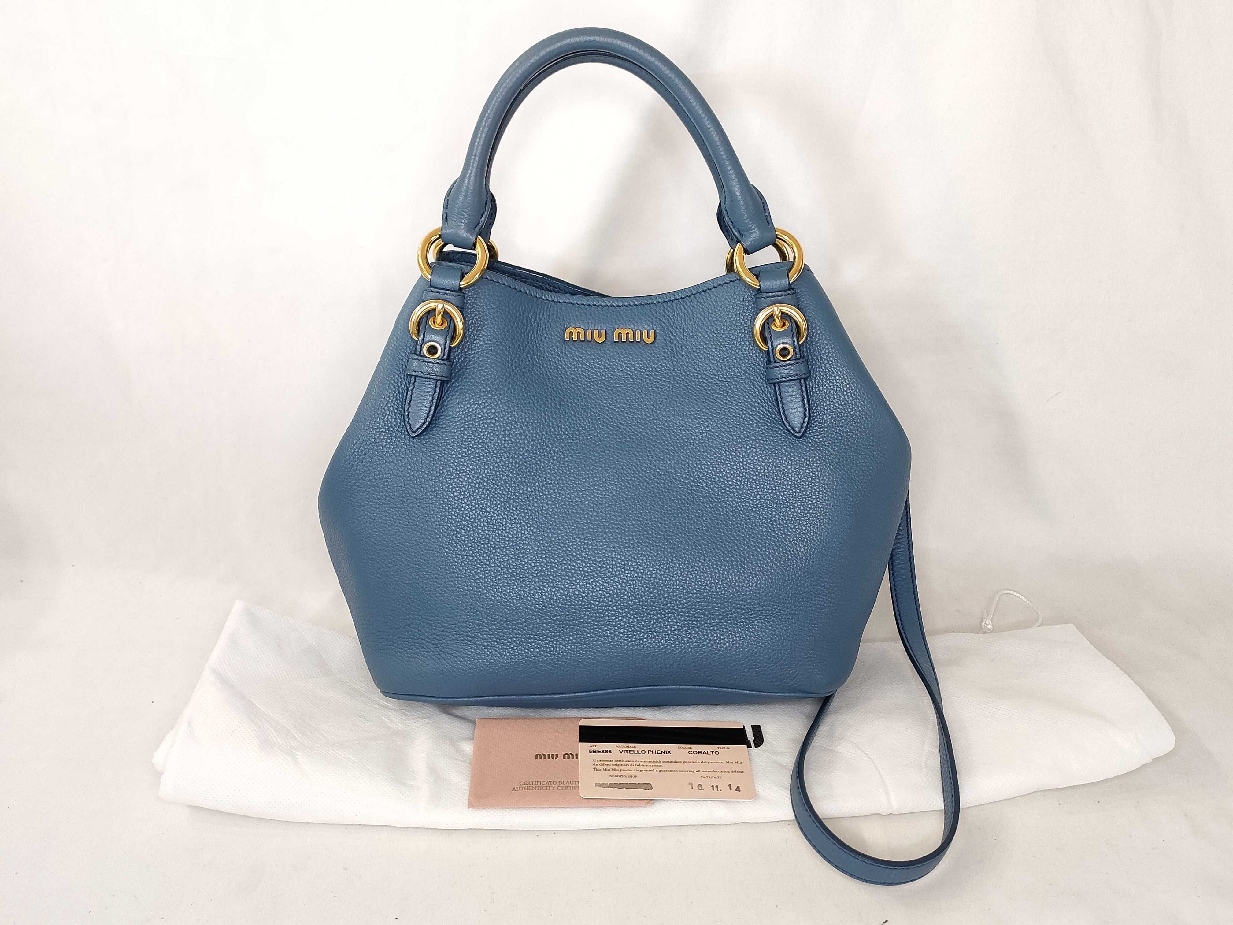 2WAY bag handbag leather 5BE886 blue handbag
