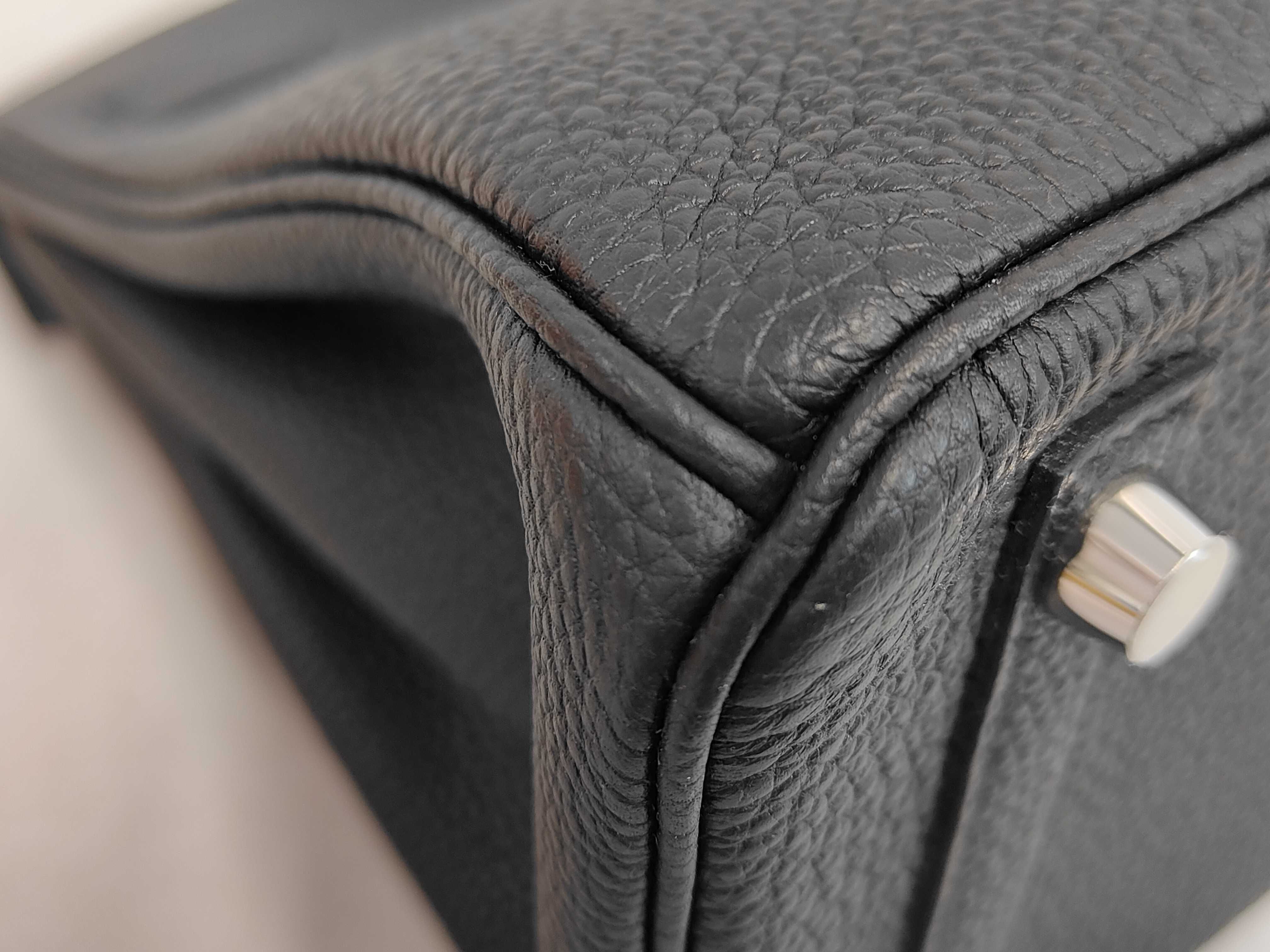 Unused Birkin 25 Black Togo Leather Handbag with Silver Hardware and G Stamp — view 3