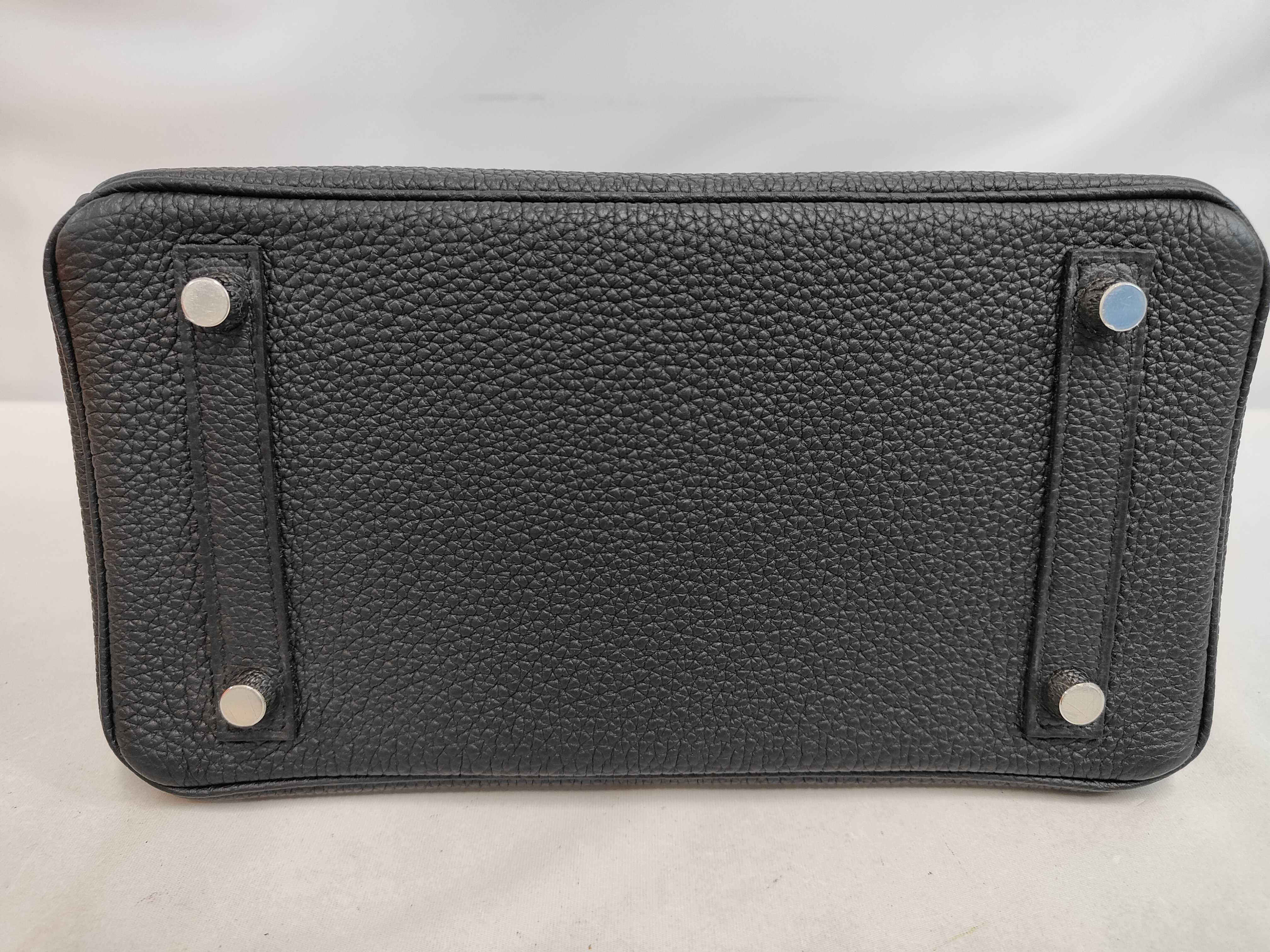 Unused Birkin 25 Black Togo Leather Handbag with Silver Hardware and G Stamp — view 4