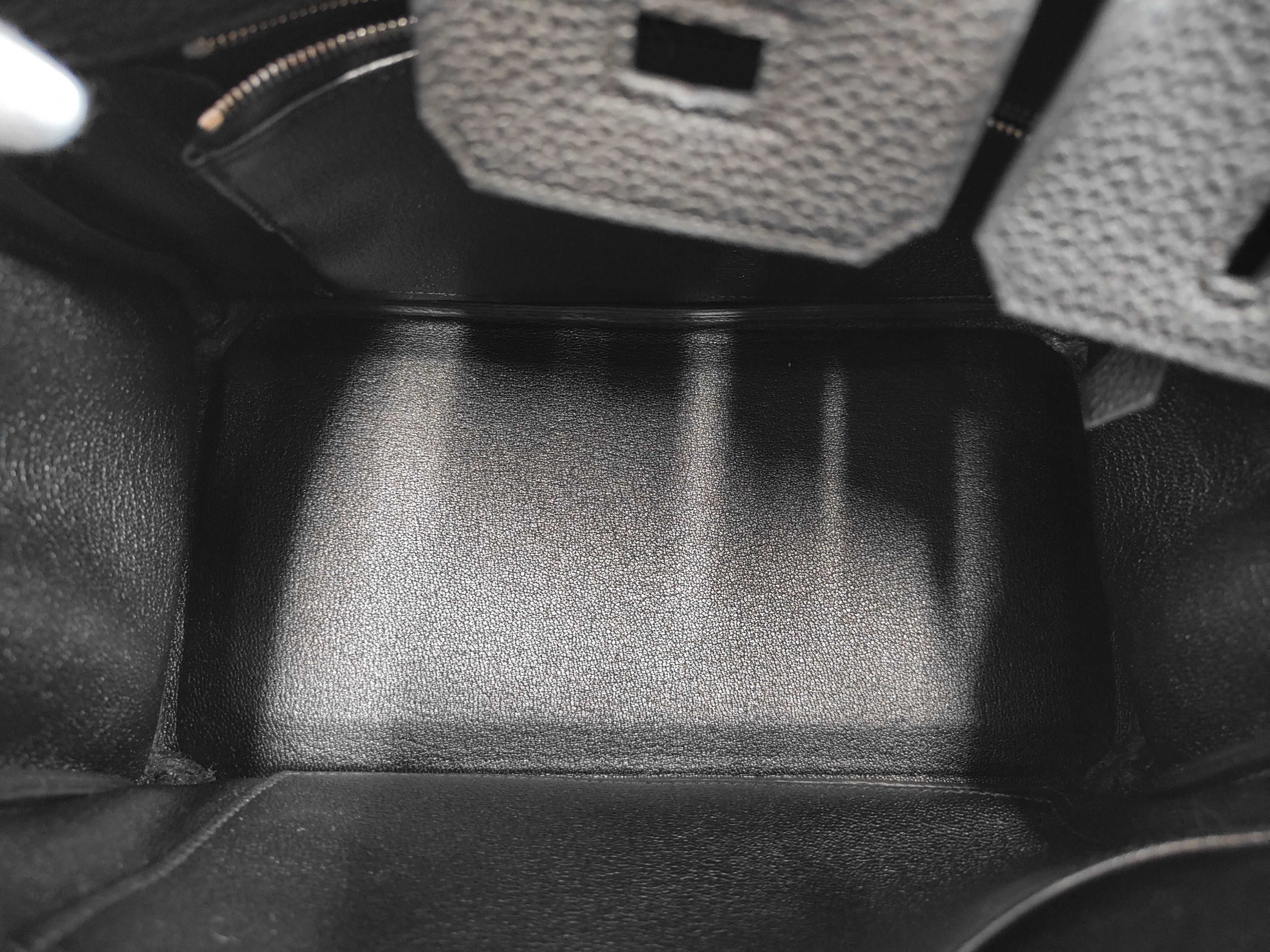 Unused Birkin 25 Black Togo Leather Handbag with Silver Hardware and G Stamp — view 9