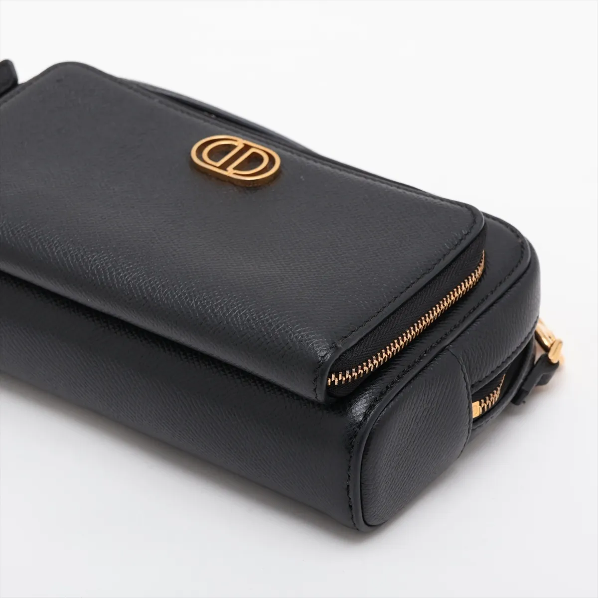 Calo Double Pouch Leather Shoulder Bag Black — view 3