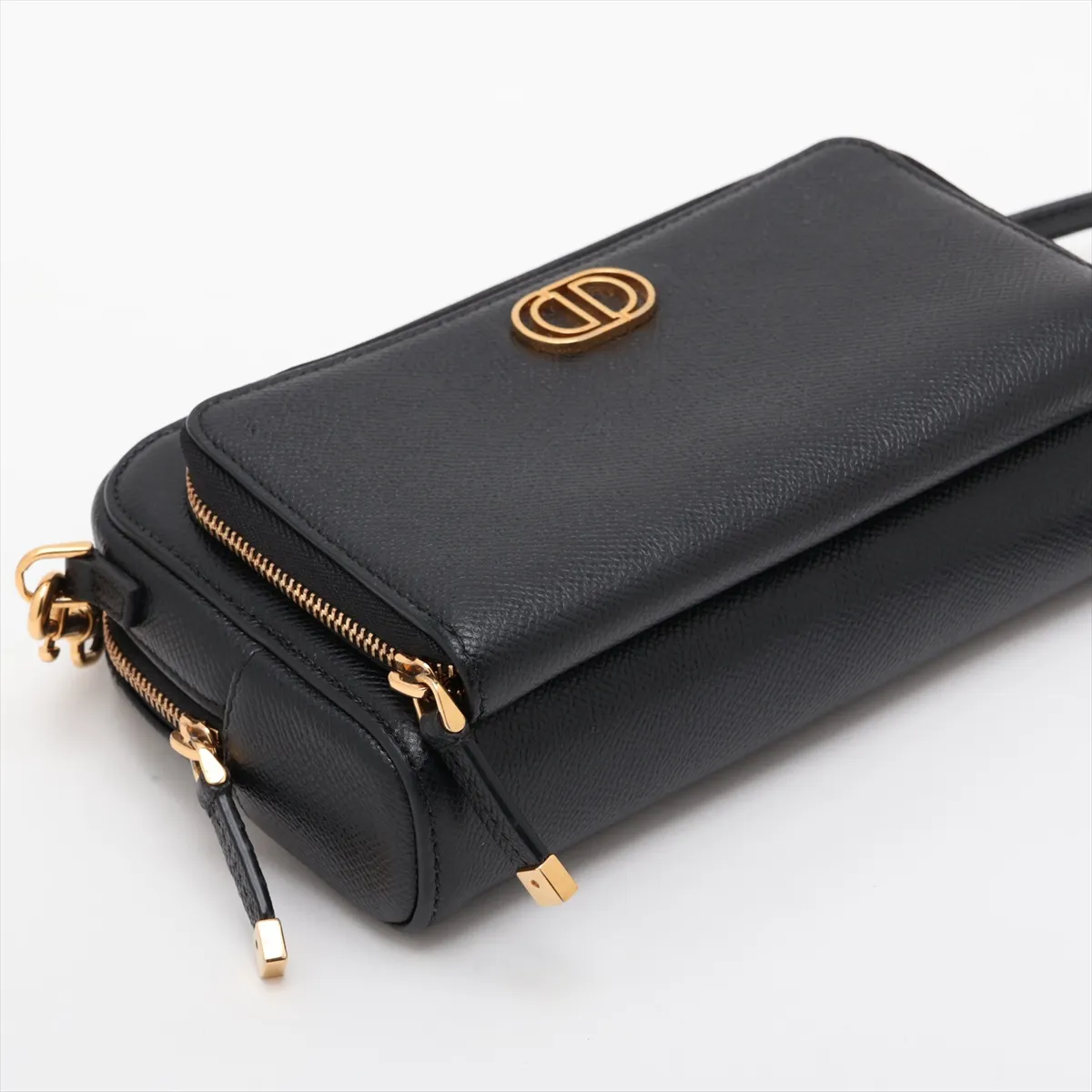 Calo Double Pouch Leather Shoulder Bag Black — view 4