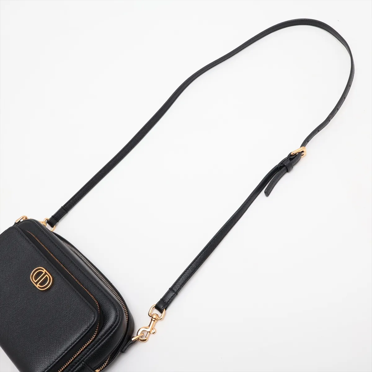 Calo Double Pouch Leather Shoulder Bag Black — view 5