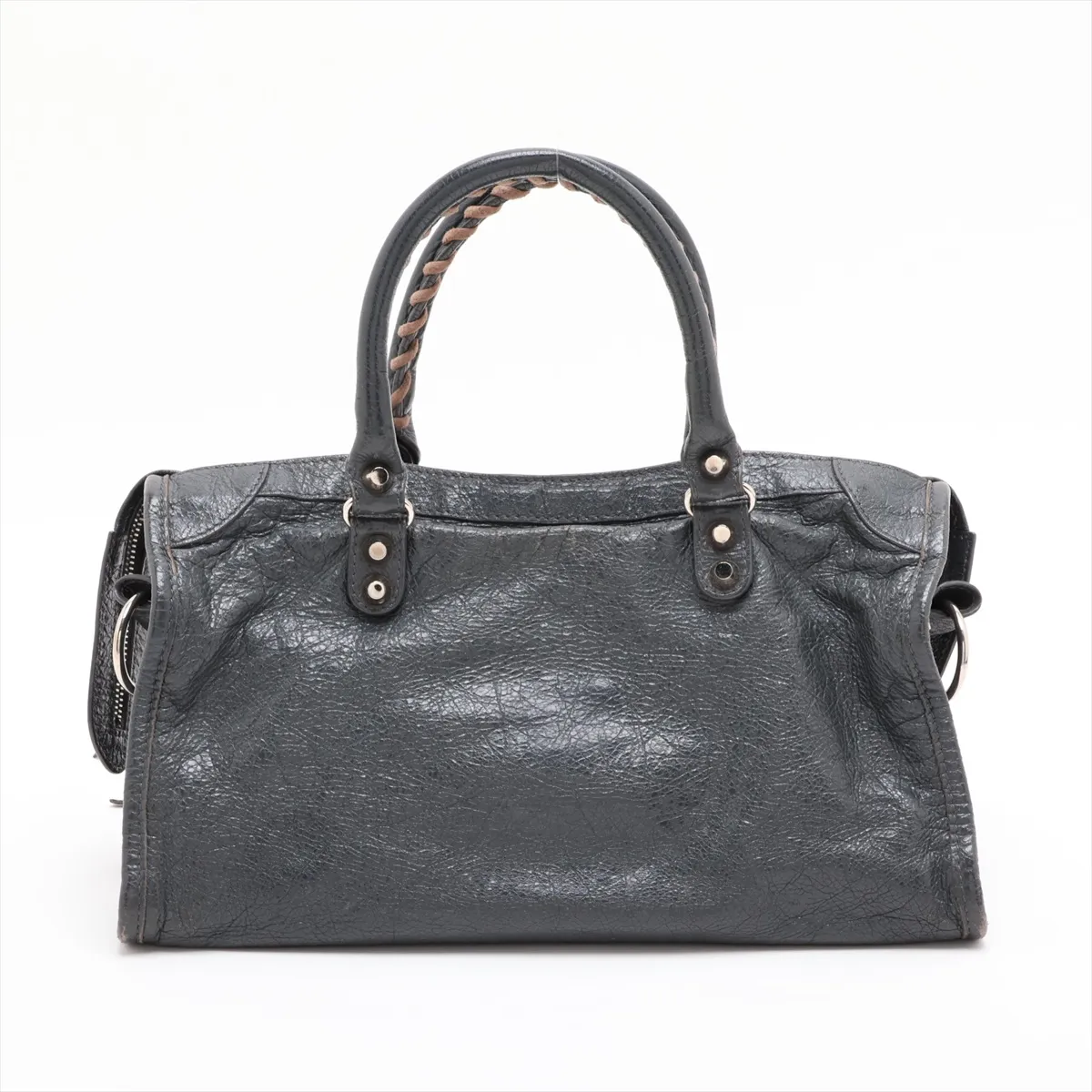 Classic City 431621 Leather 2-Way Handbag, Gray, with Mirror — view 2