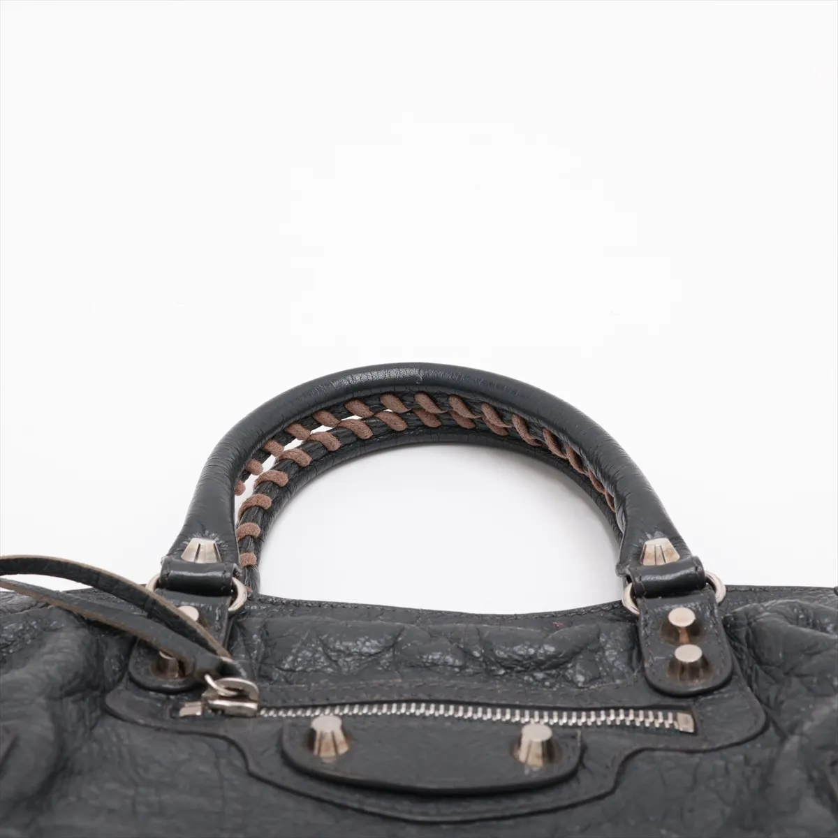 Classic City 431621 Leather 2-Way Handbag, Gray, with Mirror — view 6