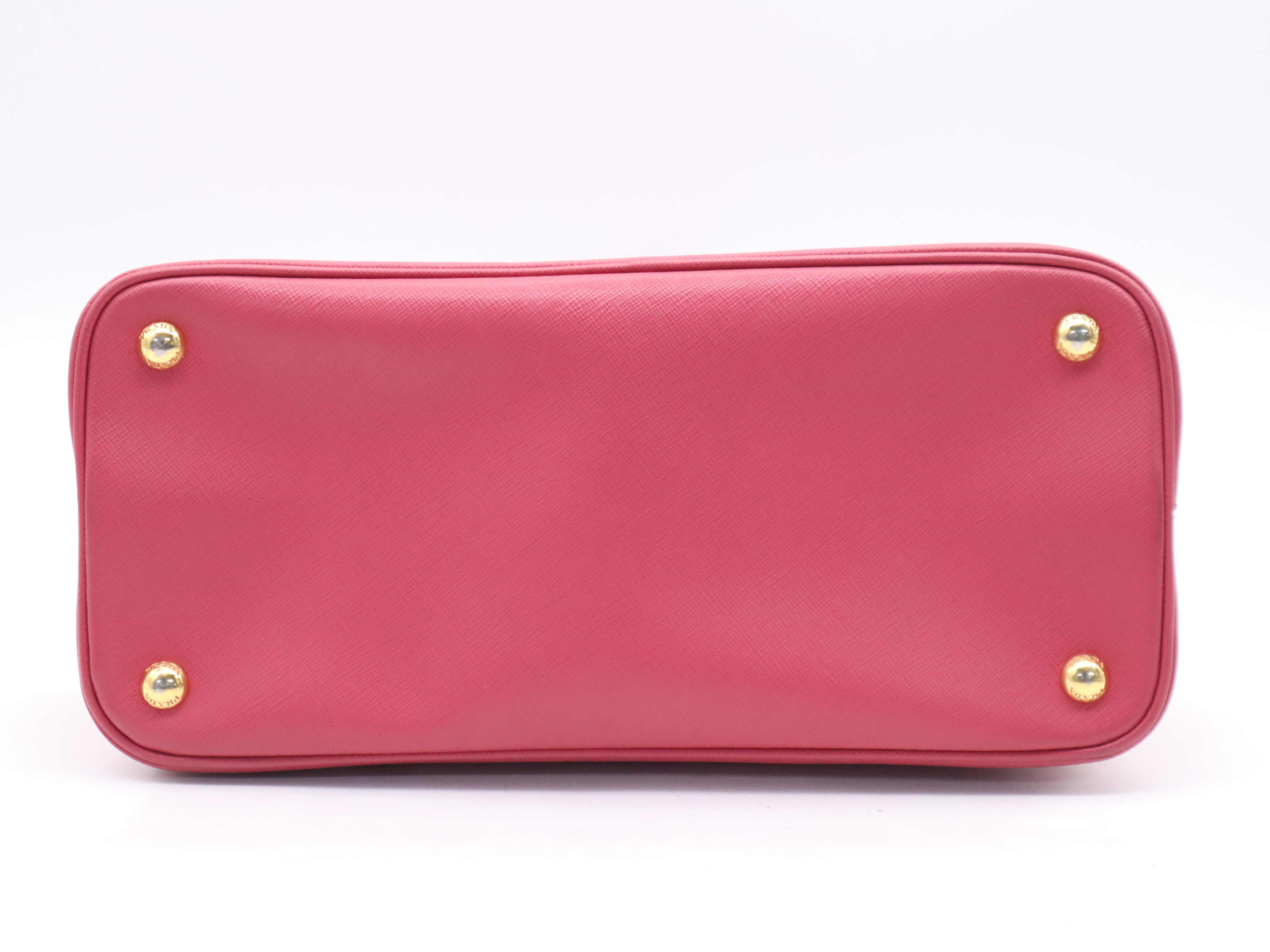 Saffiano Lux 2-Way Handbag, Pink, with Shoulder Strap, Name Tag, and Card Holder. — view 4