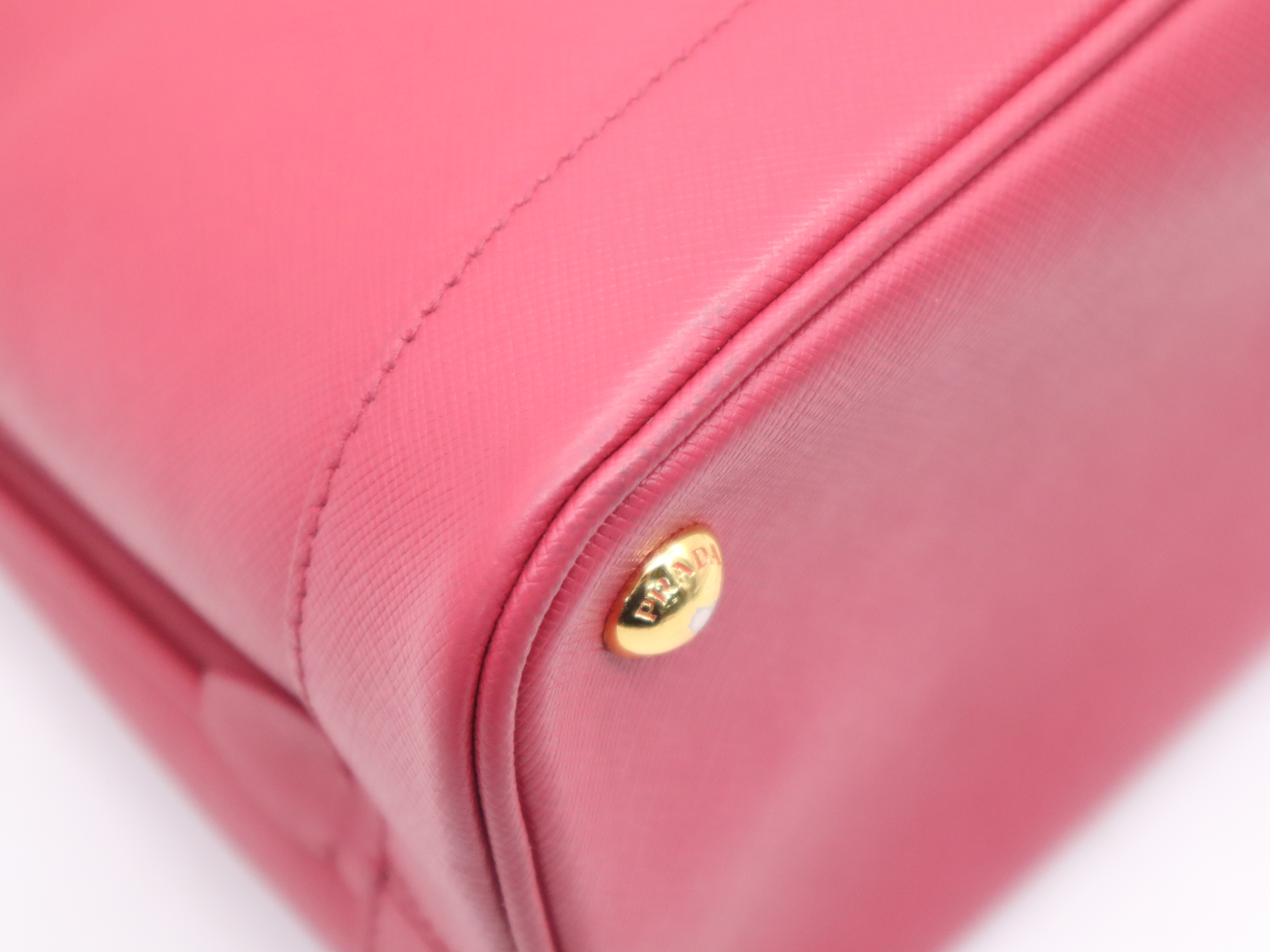 Saffiano Lux 2-Way Handbag, Pink, with Shoulder Strap, Name Tag, and Card Holder. — view 9