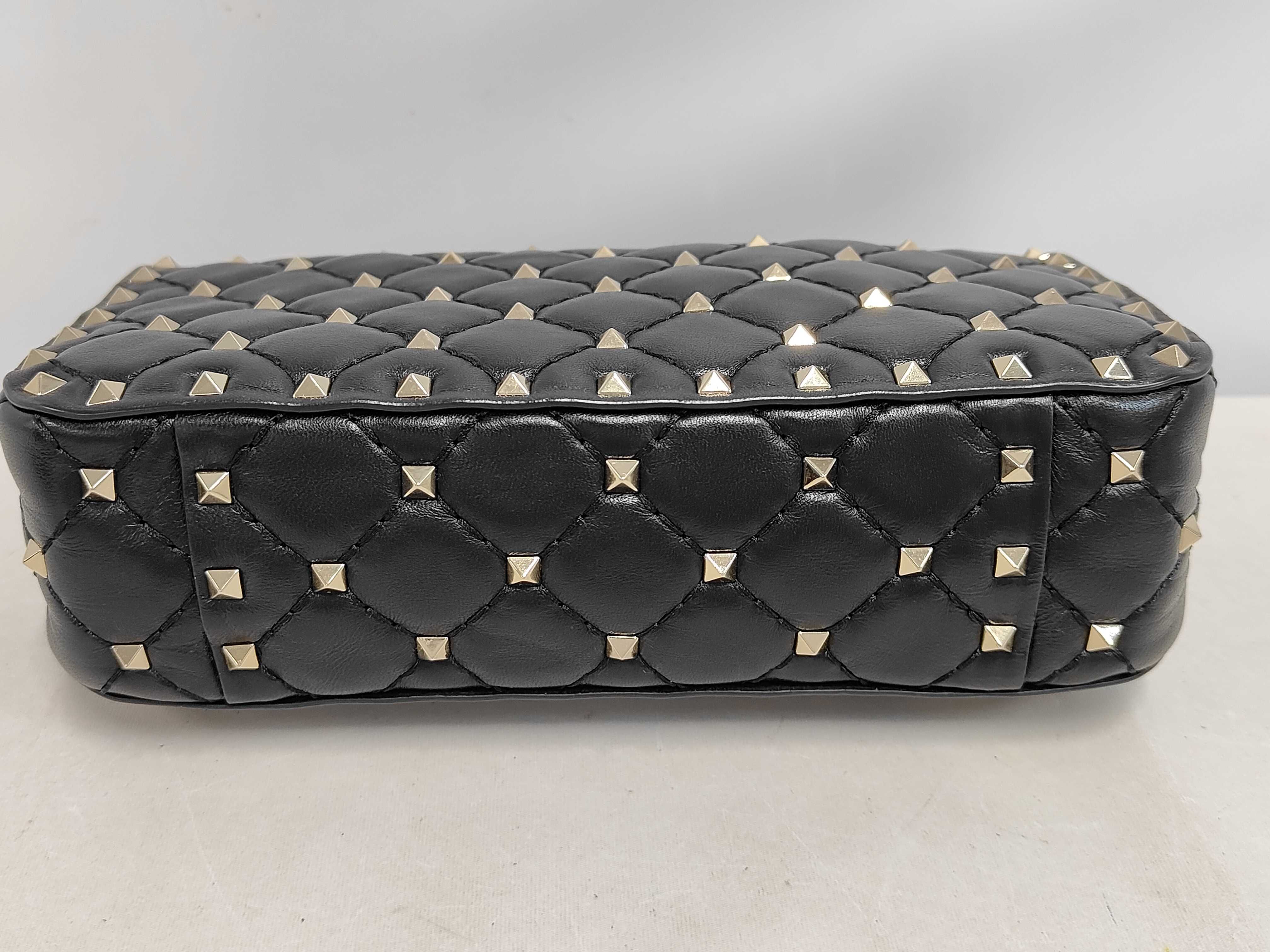 KR- Garavani Rockstud Spike Bag Black + Gold Handbag — view 4