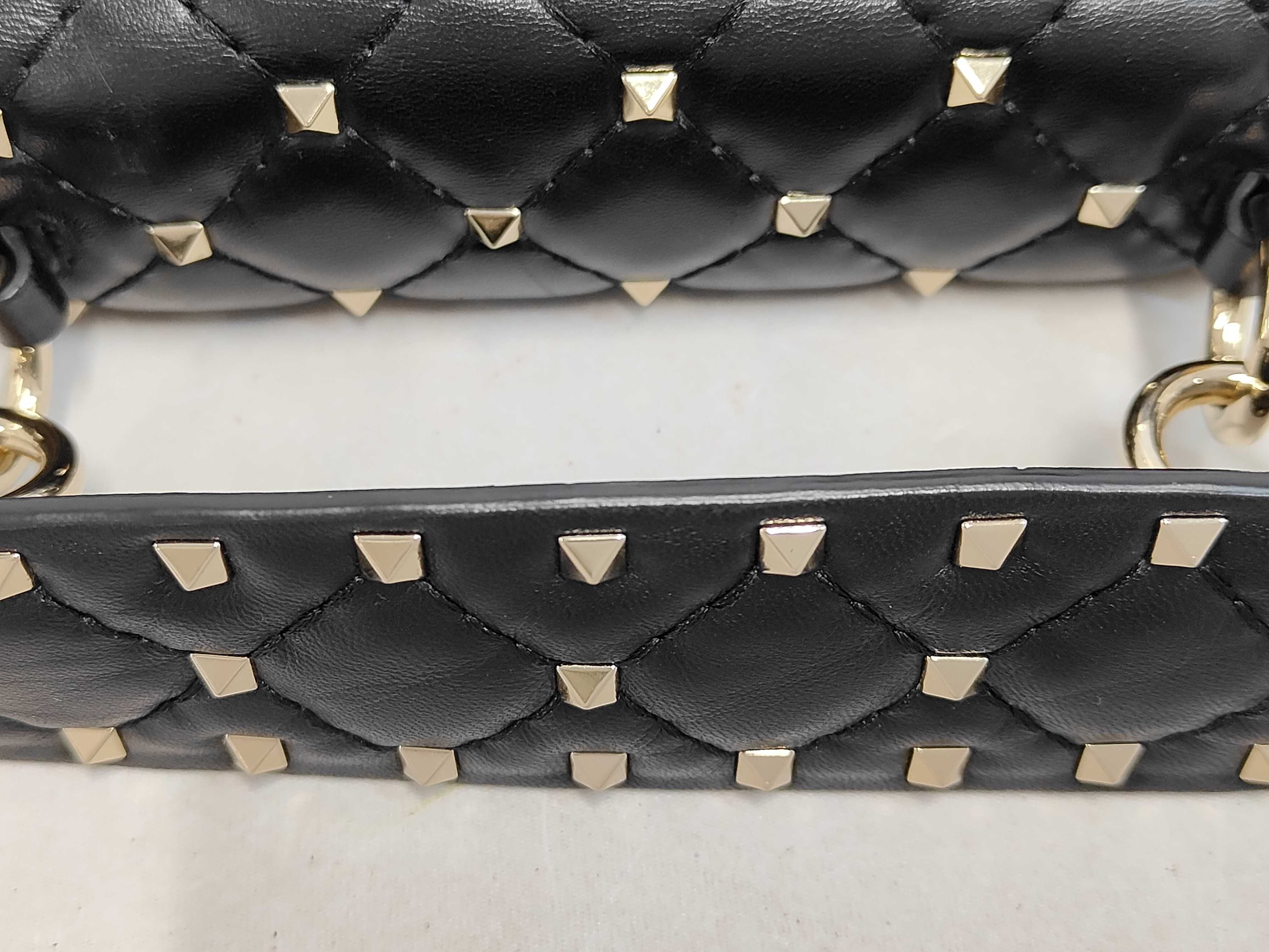KR- Garavani Rockstud Spike Bag Black + Gold Handbag — view 5