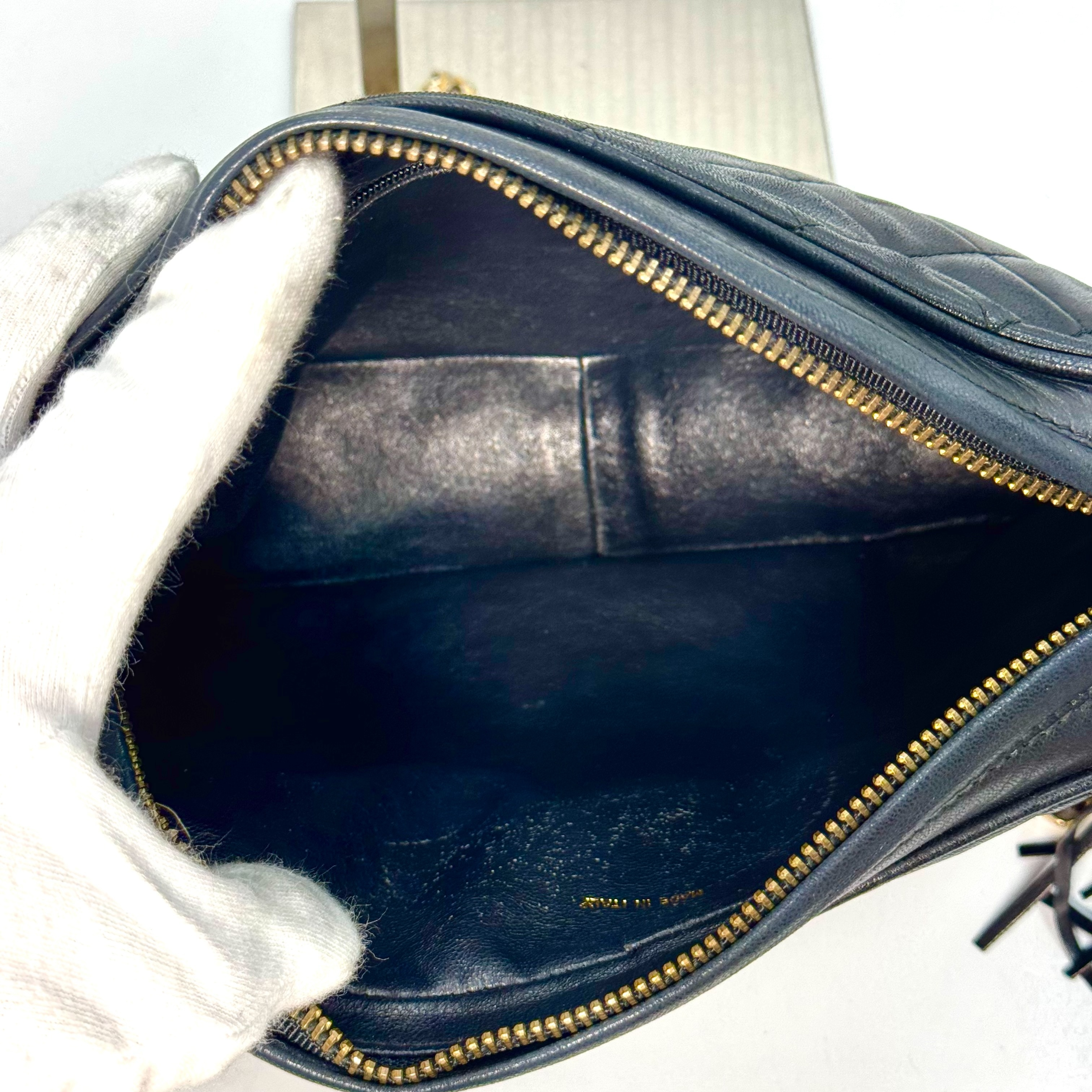Matelassé Lambskin Fringe Chain Shoulder Bag, Black, No Serial Number Sticker. — view 3
