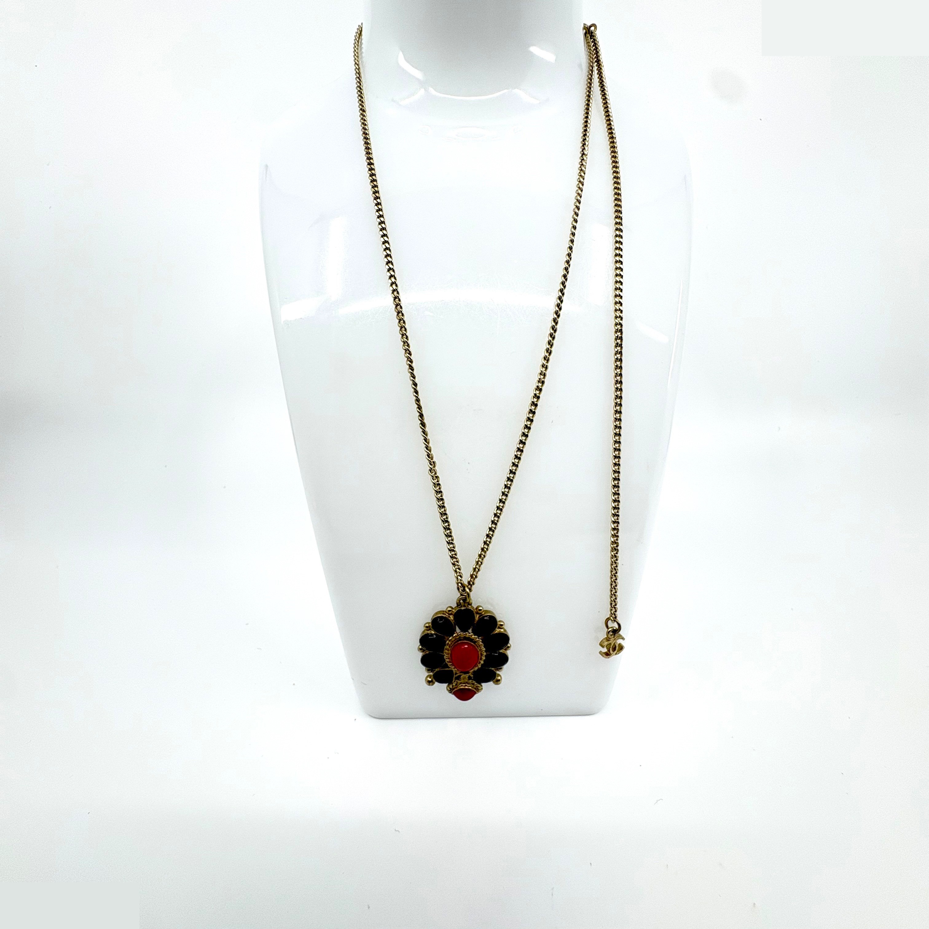 Colored gemstone Coco Mark (precious metal) necklace pendant, chain approximately 60cm — view 2